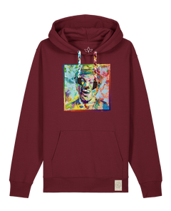bio-unisex-medium fit-hoodie-chaplin-stsu177-burgunder rot-bunte kordel-front
