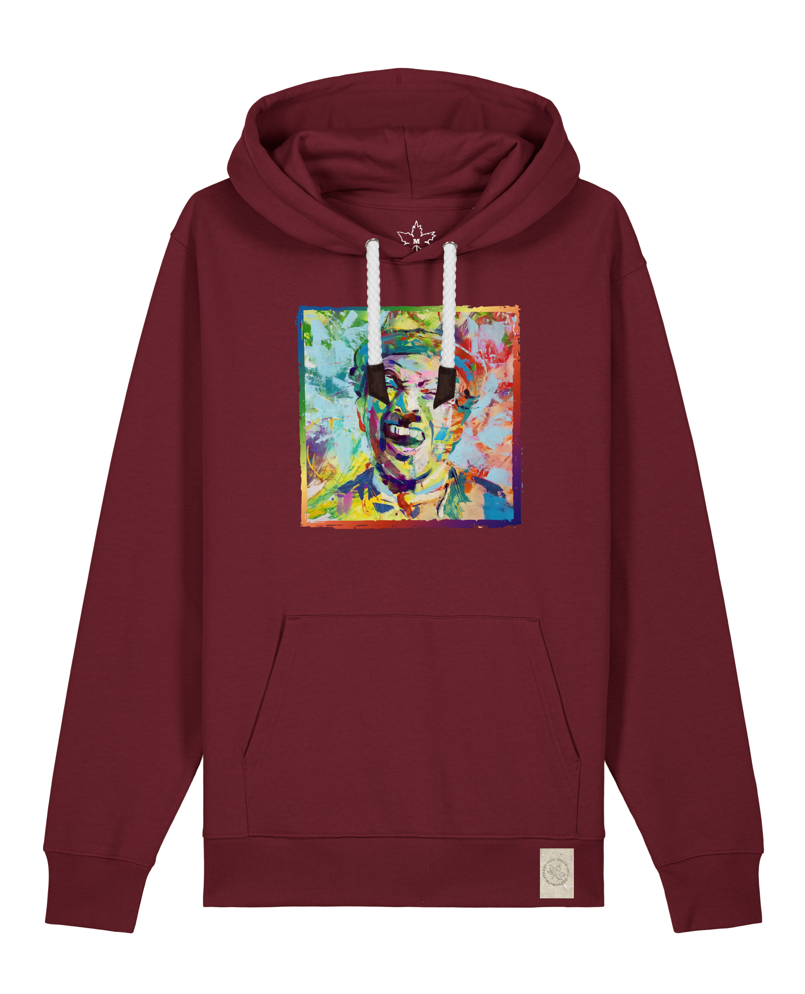 bio-unisex-medium fit-hoodie-chaplin-stsu177-burgunder rot-weiße kordel-front