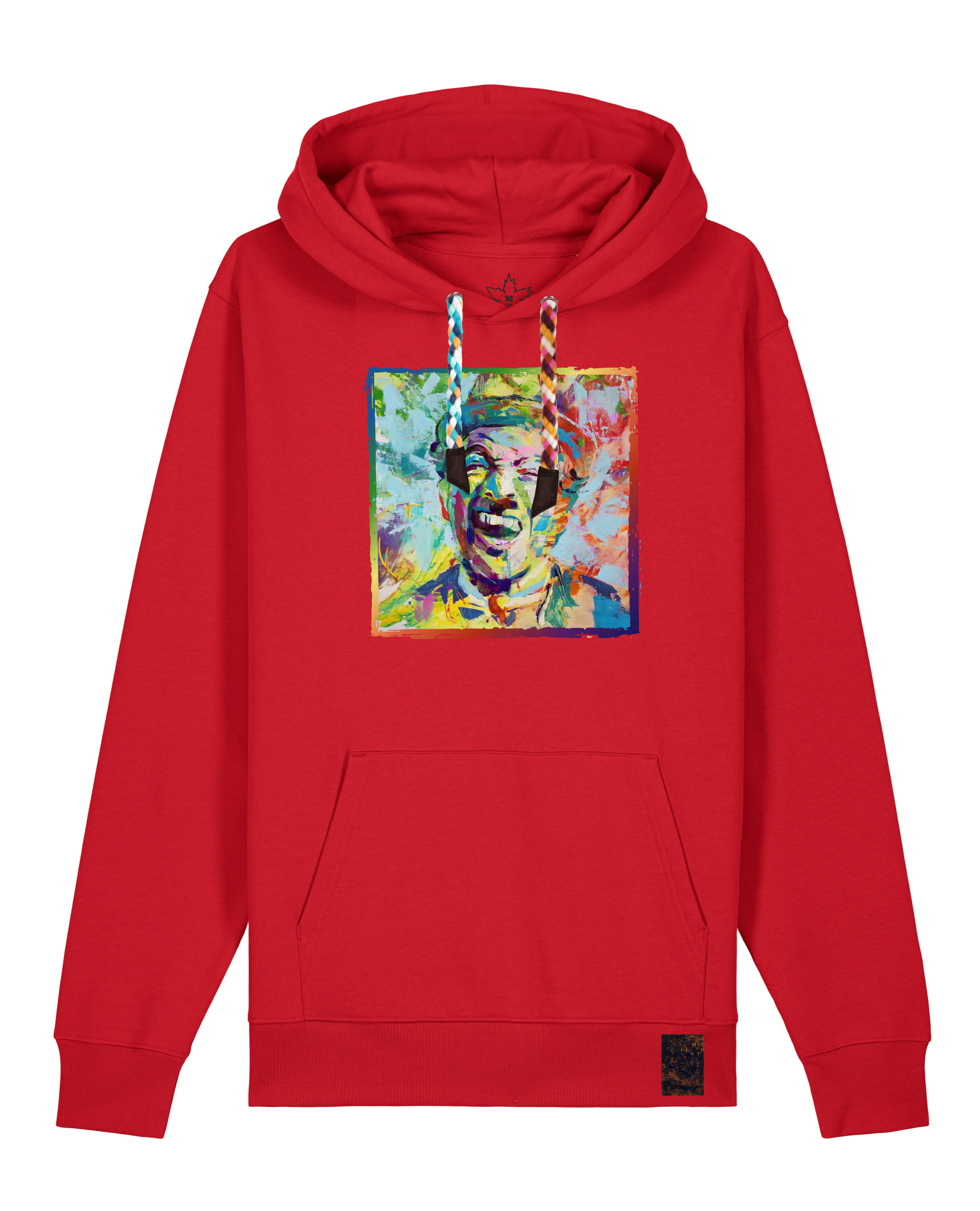 bio-unisex-medium fit-hoodie-chaplin-stsu177-erdbeere-bunte kordel-front