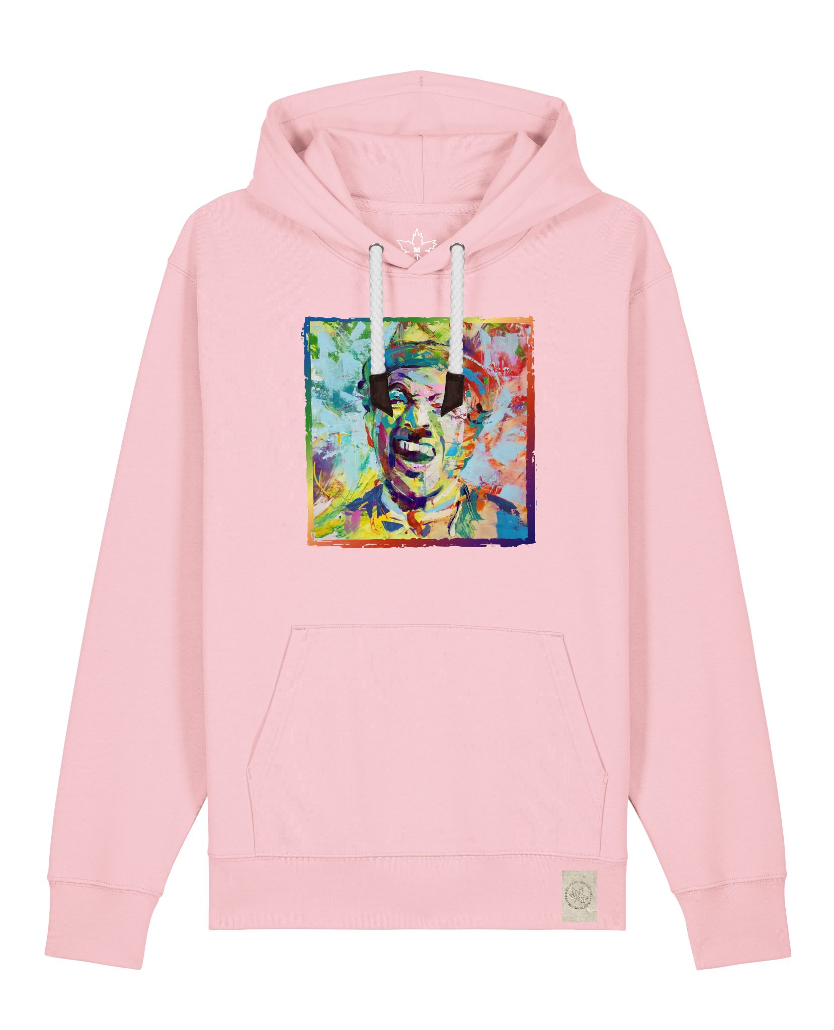 bio-unisex-medium fit-hoodie-chaplin-stsu177-flamingo-weiße kordel-front