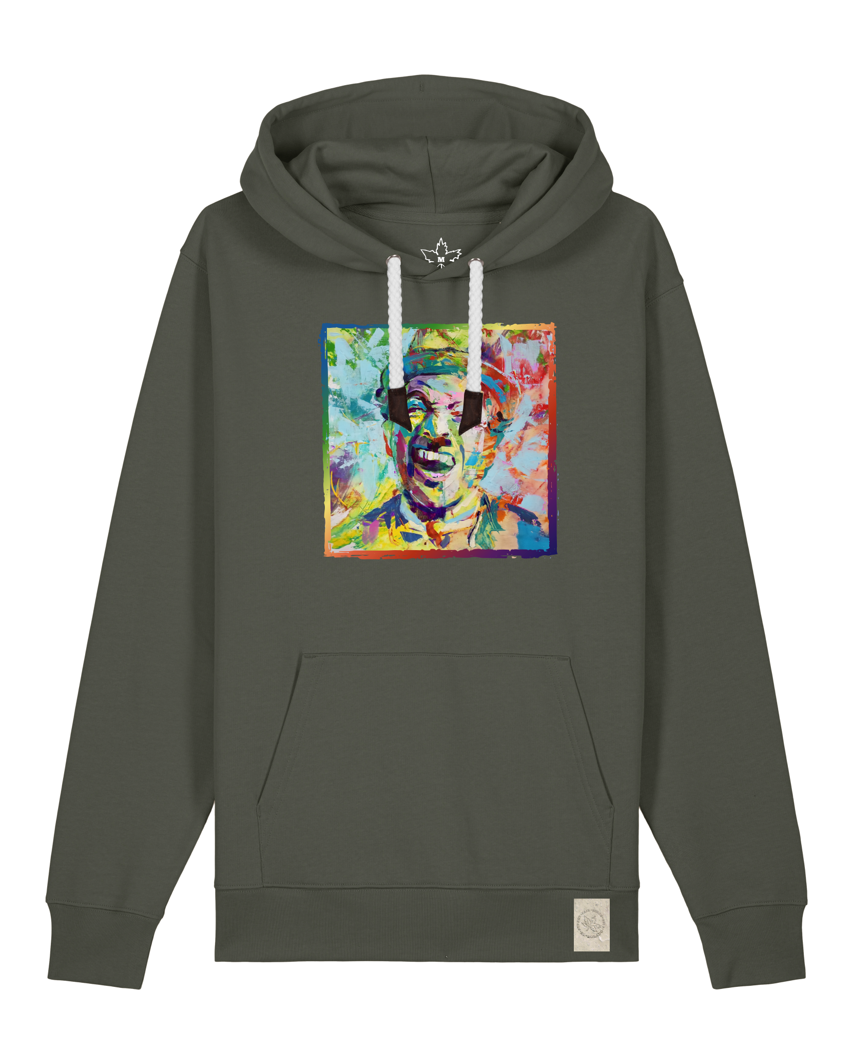 bio-unisex-medium fit-hoodie-chaplin-stsu177-grunkohl-weiße kordel-front