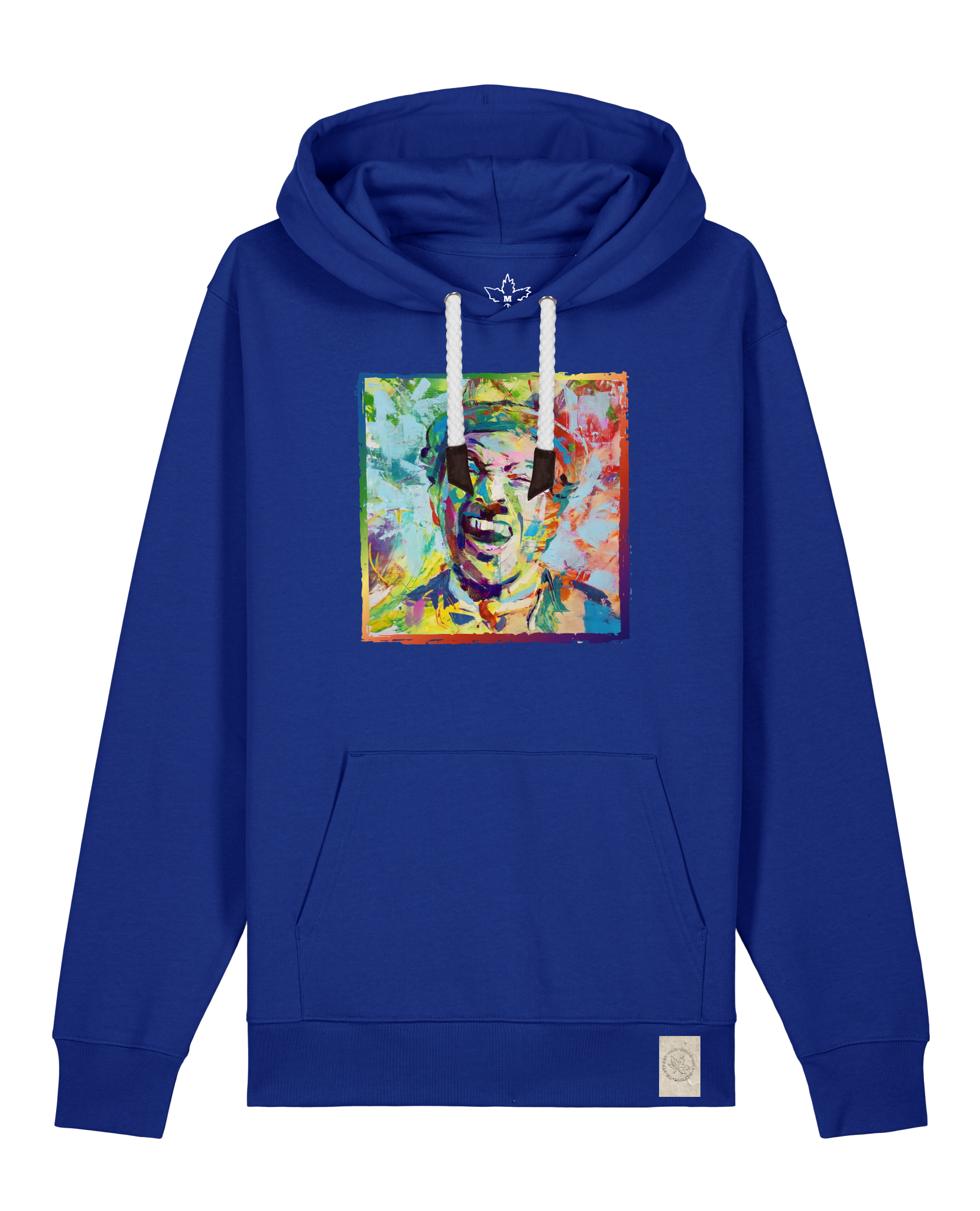 bio-unisex-medium fit-hoodie-chaplin-stsu177-kornblume-weiße kordel-front