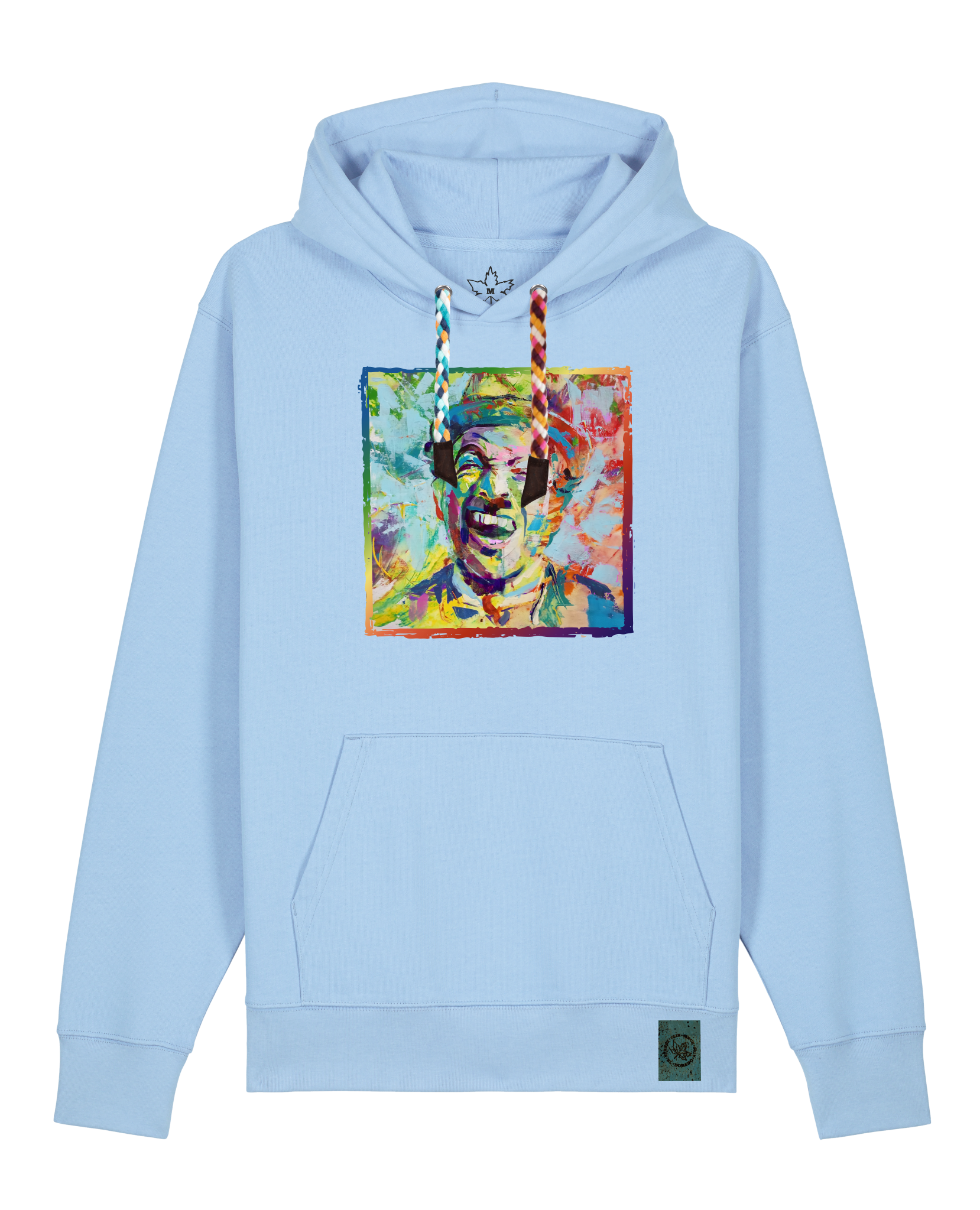 bio-unisex-medium fit-hoodie-chaplin-stsu177-lagune-bunte kordel-front