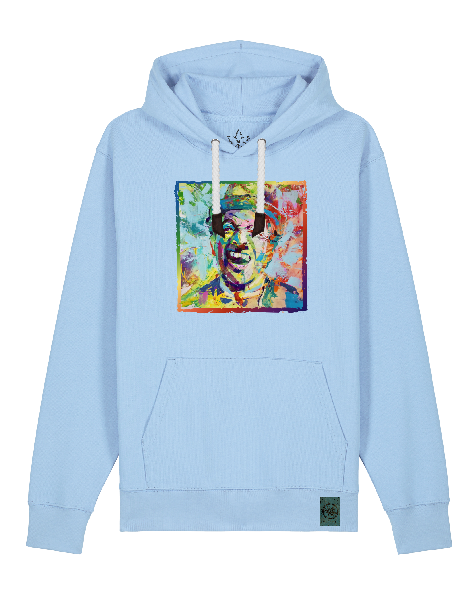 bio-unisex-medium fit-hoodie-chaplin-stsu177-lagune-weiße kordel-front