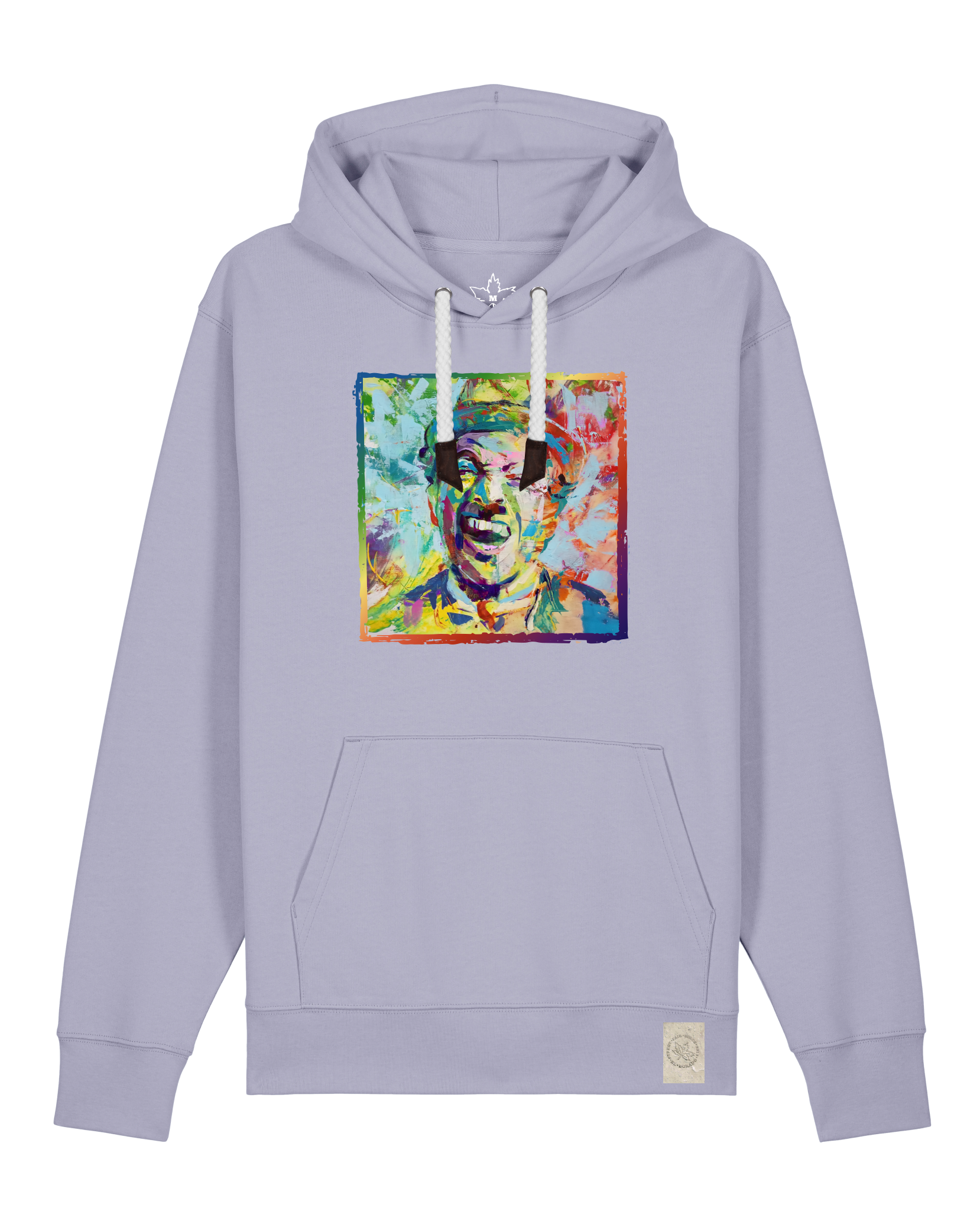 bio-unisex-medium fit-hoodie-chaplin-stsu177-lavender-weiße kordel-front