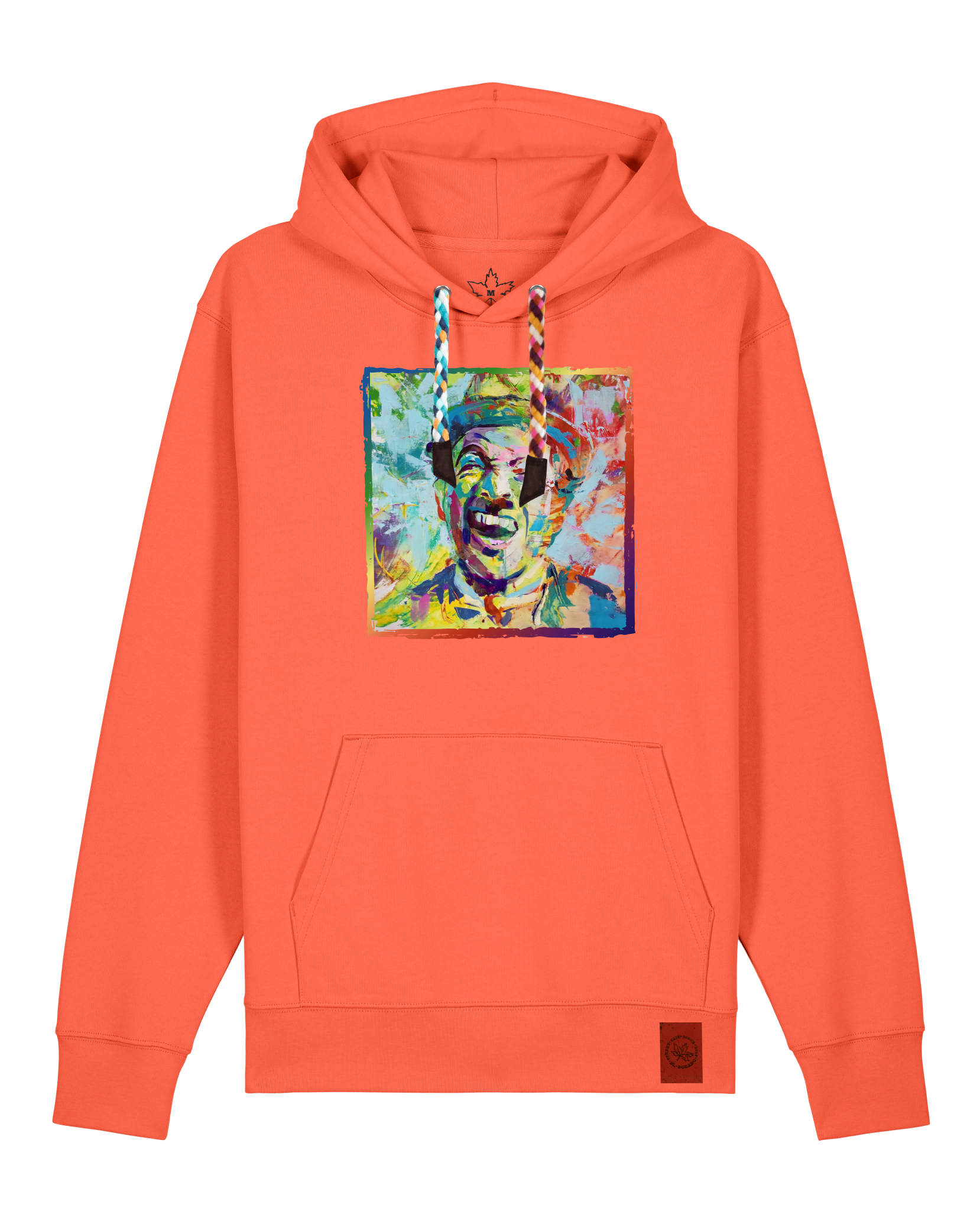 bio-unisex-medium fit-hoodie-chaplin-stsu177-mandarine-bunte kordel-front