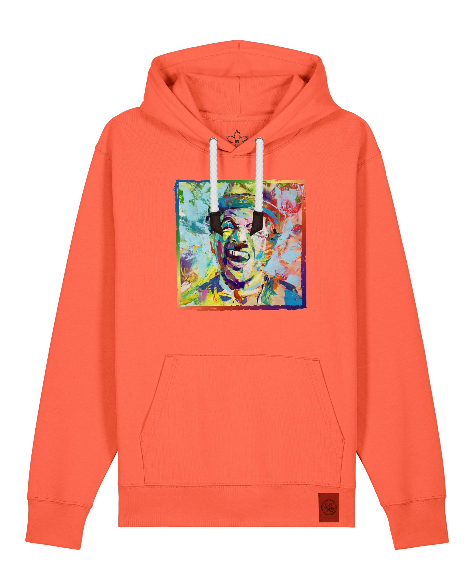 bio-unisex-medium fit-hoodie-chaplin-stsu177-mandarine-weiße kordel-front