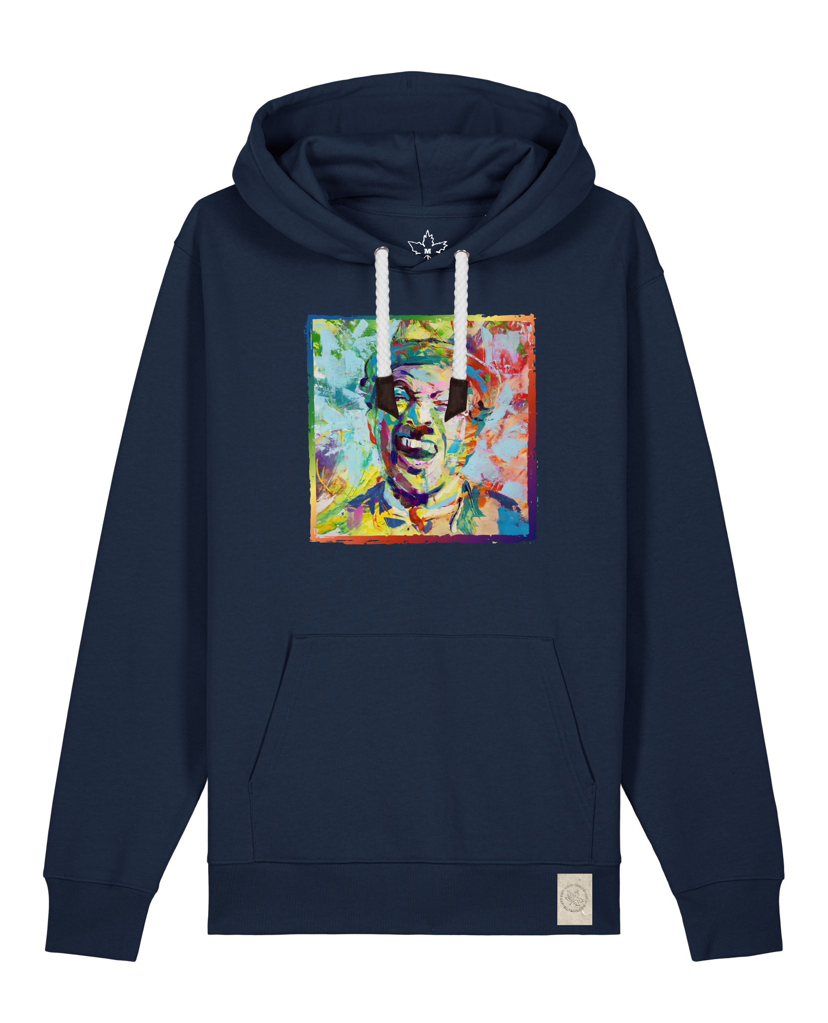 bio-unisex-medium fit-hoodie-chaplin-stsu177-marine-weiße kordel-front