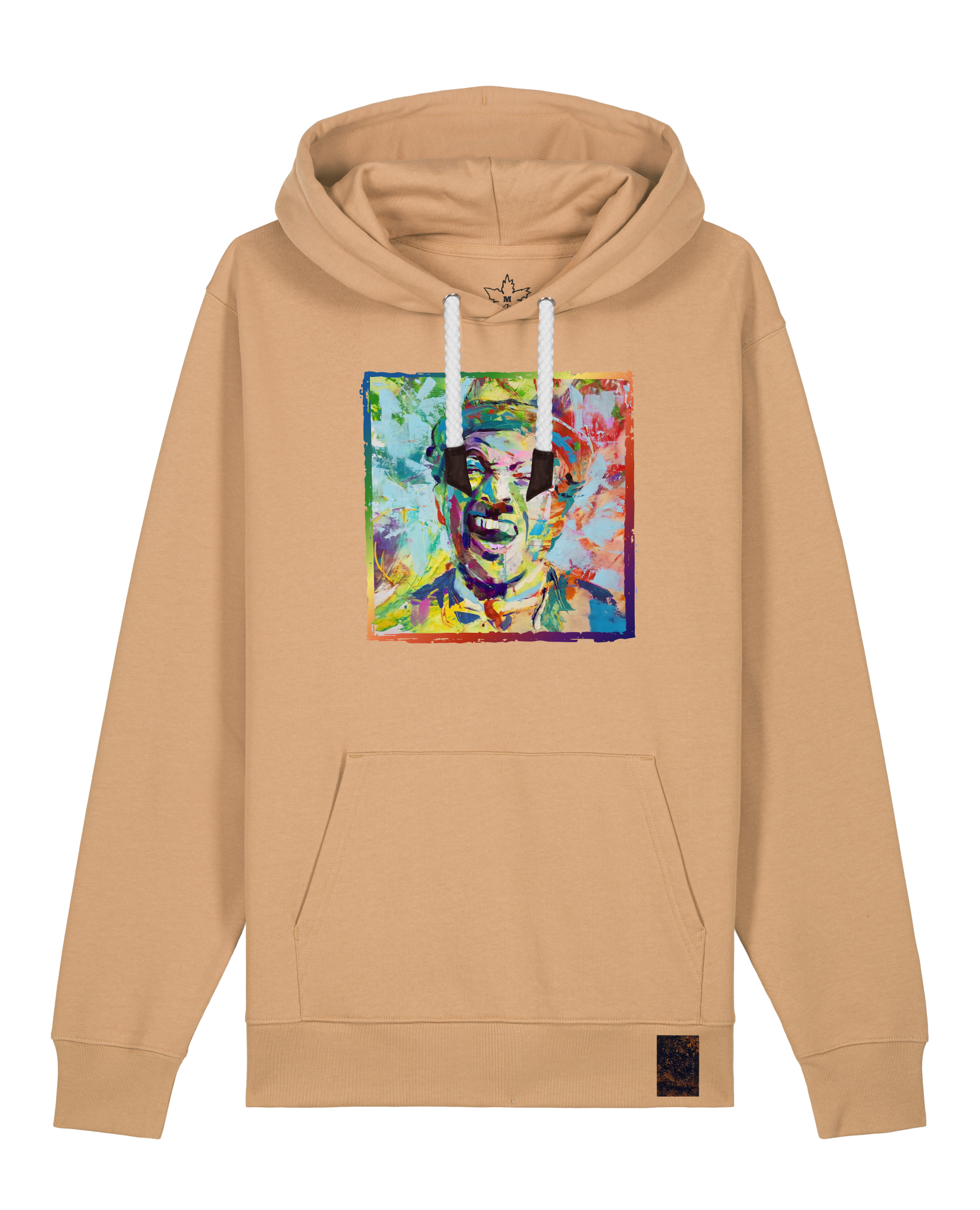 bio-unisex-medium fit-hoodie-chaplin-stsu177-meersand-weiße kordel-front