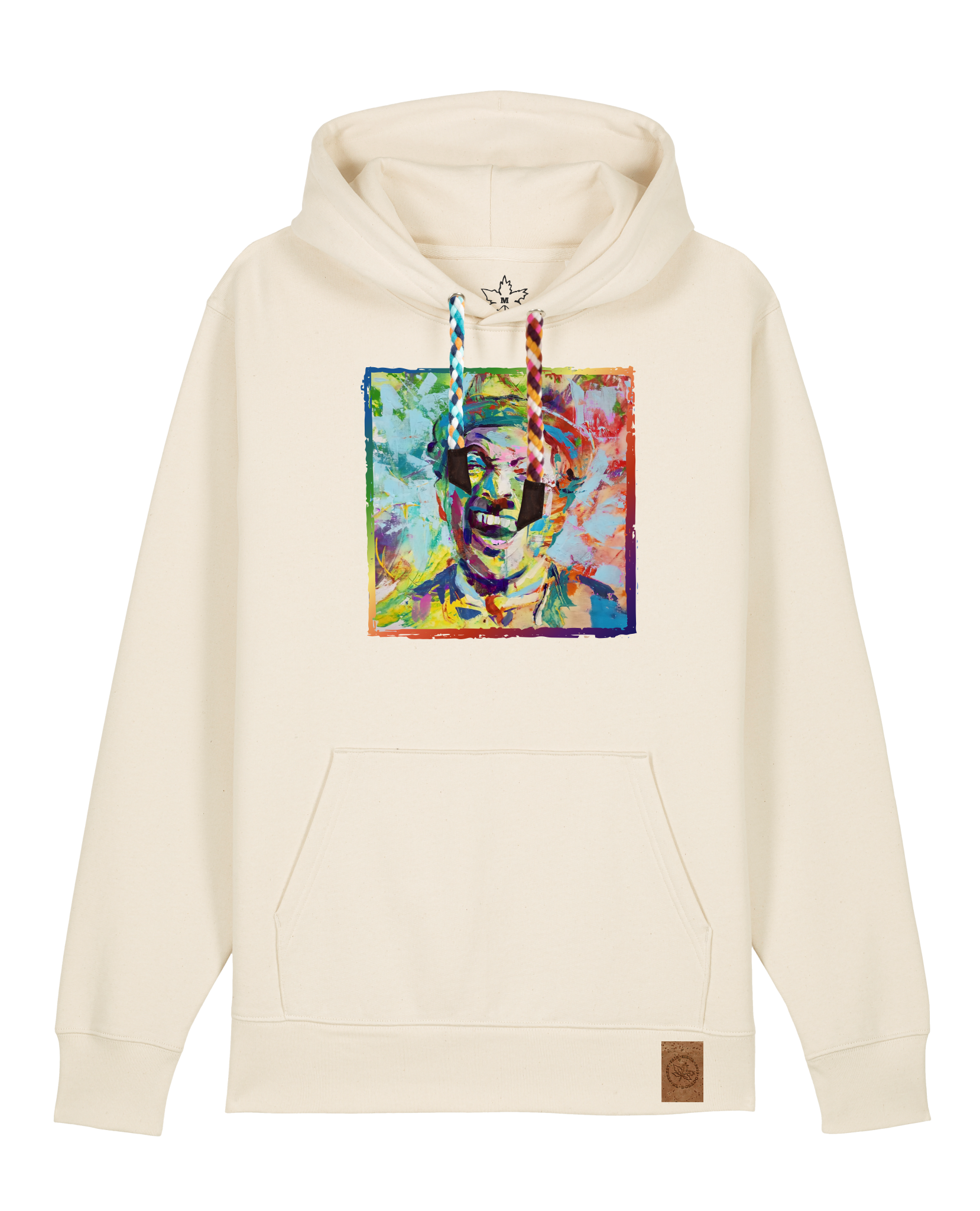 bio-unisex-medium fit-hoodie-chaplin-stsu177-natur-bunte kordel-front