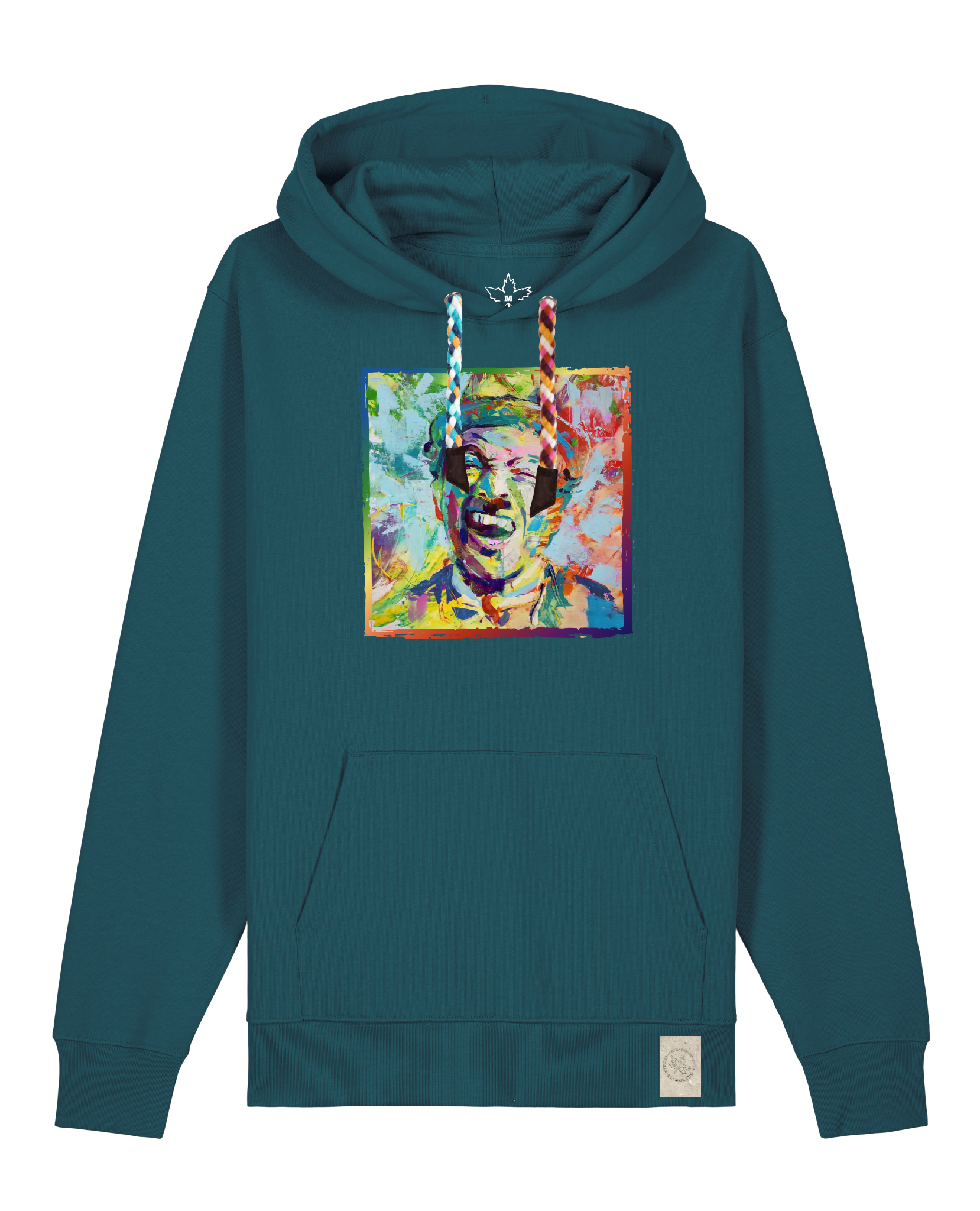 bio-unisex-medium fit-hoodie-chaplin-stsu177-nordmanntanne-bunte kordel-front