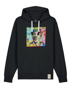 bio-unisex-medium fit-hoodie-chaplin-stsu177-schwarz-weiße kordel-front