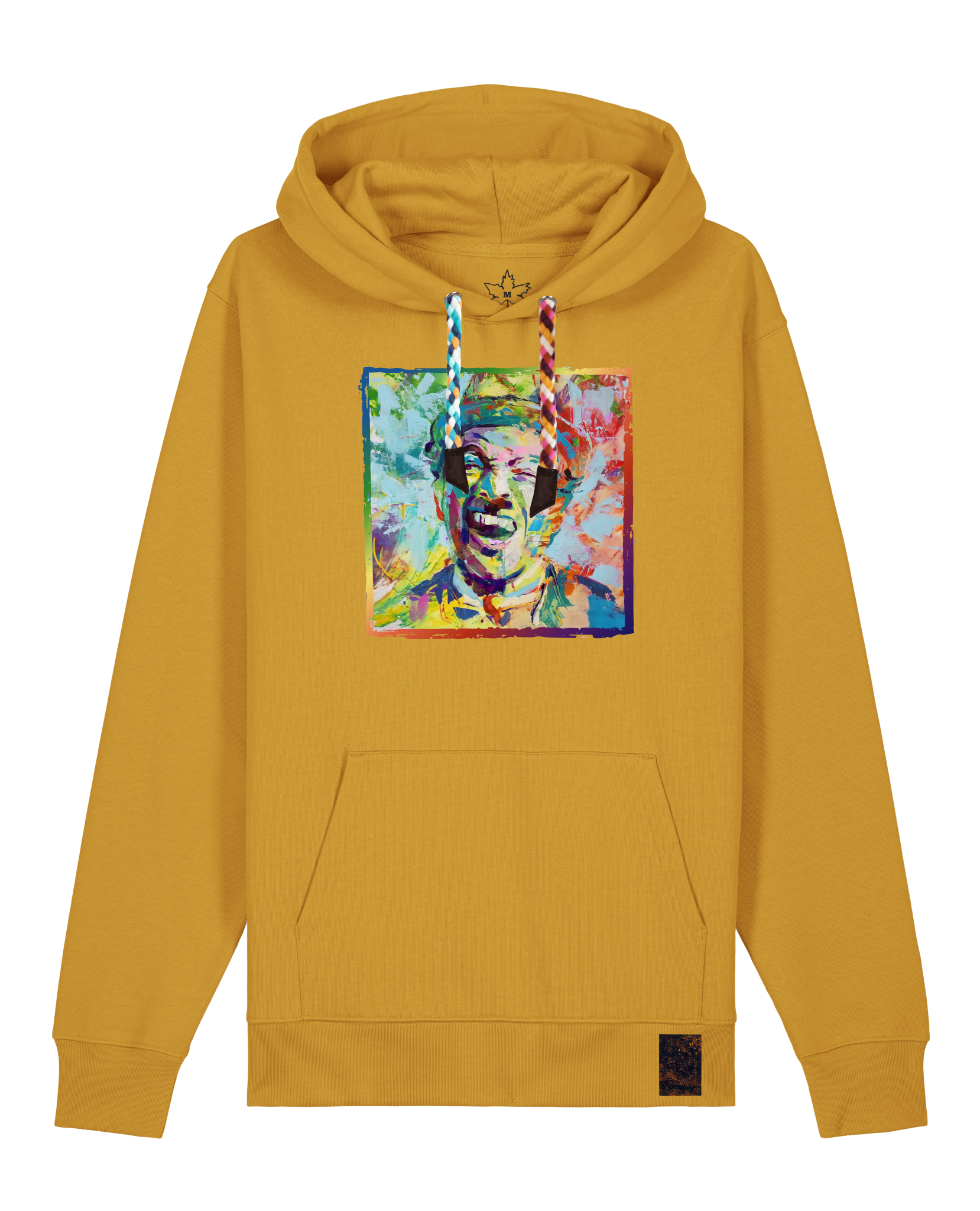 bio-unisex-medium fit-hoodie-chaplin-stsu177-senf-bunte kordel-front