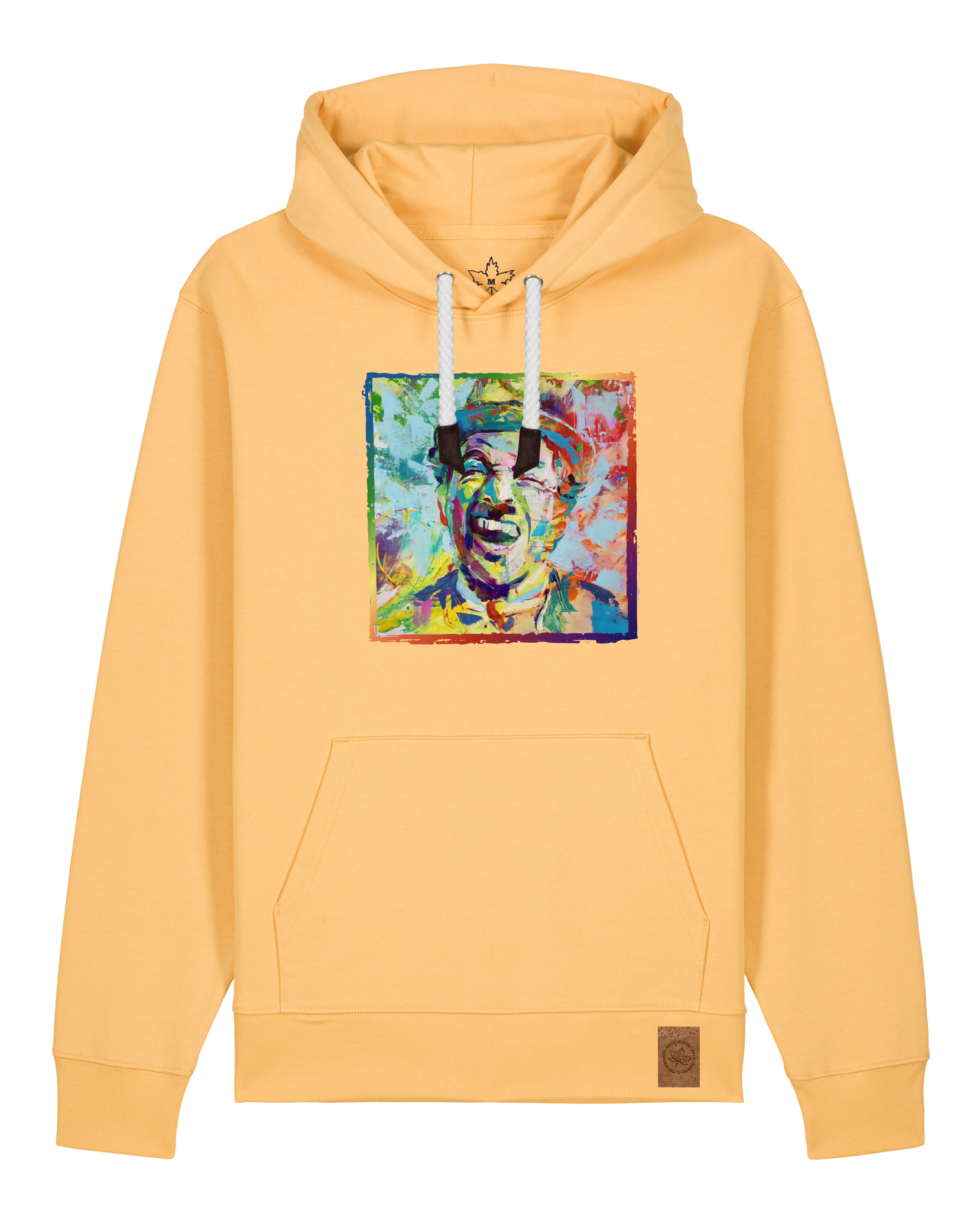 bio-unisex-medium fit-hoodie-chaplin-stsu177-senfkorn-weiße kordel-front