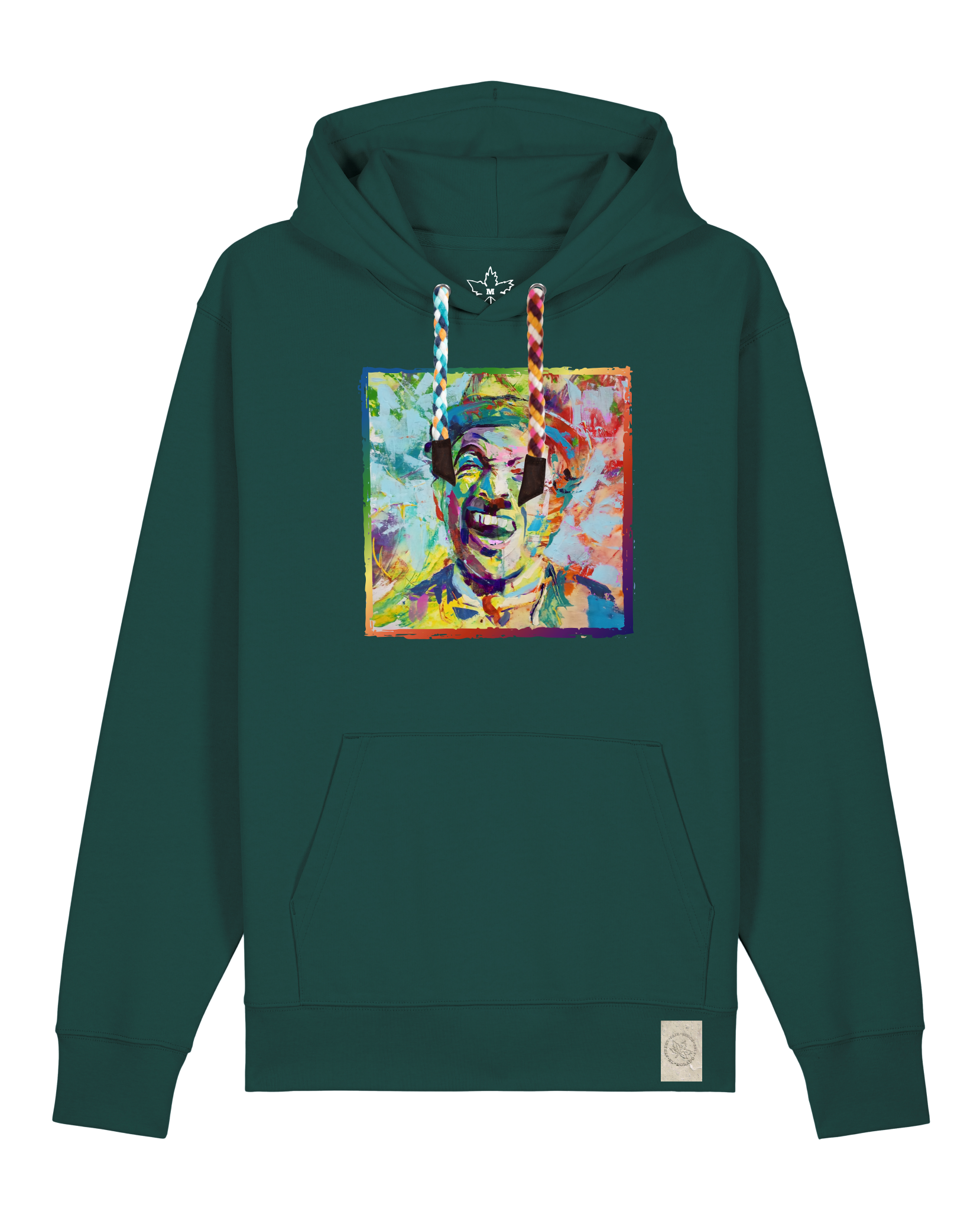 bio-unisex-medium fit-hoodie-chaplin-stsu177-spirulina-bunte kordel-front