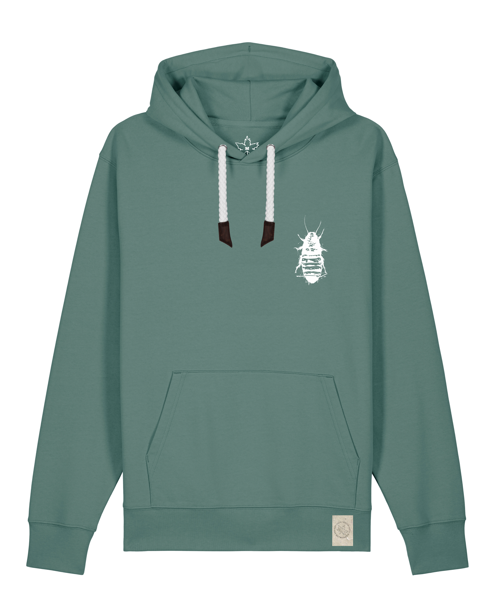 bio-unisex-medium fit-hoodie-cockroach ranch (backprint)-stsu177-blautanne-weiße kordel-front