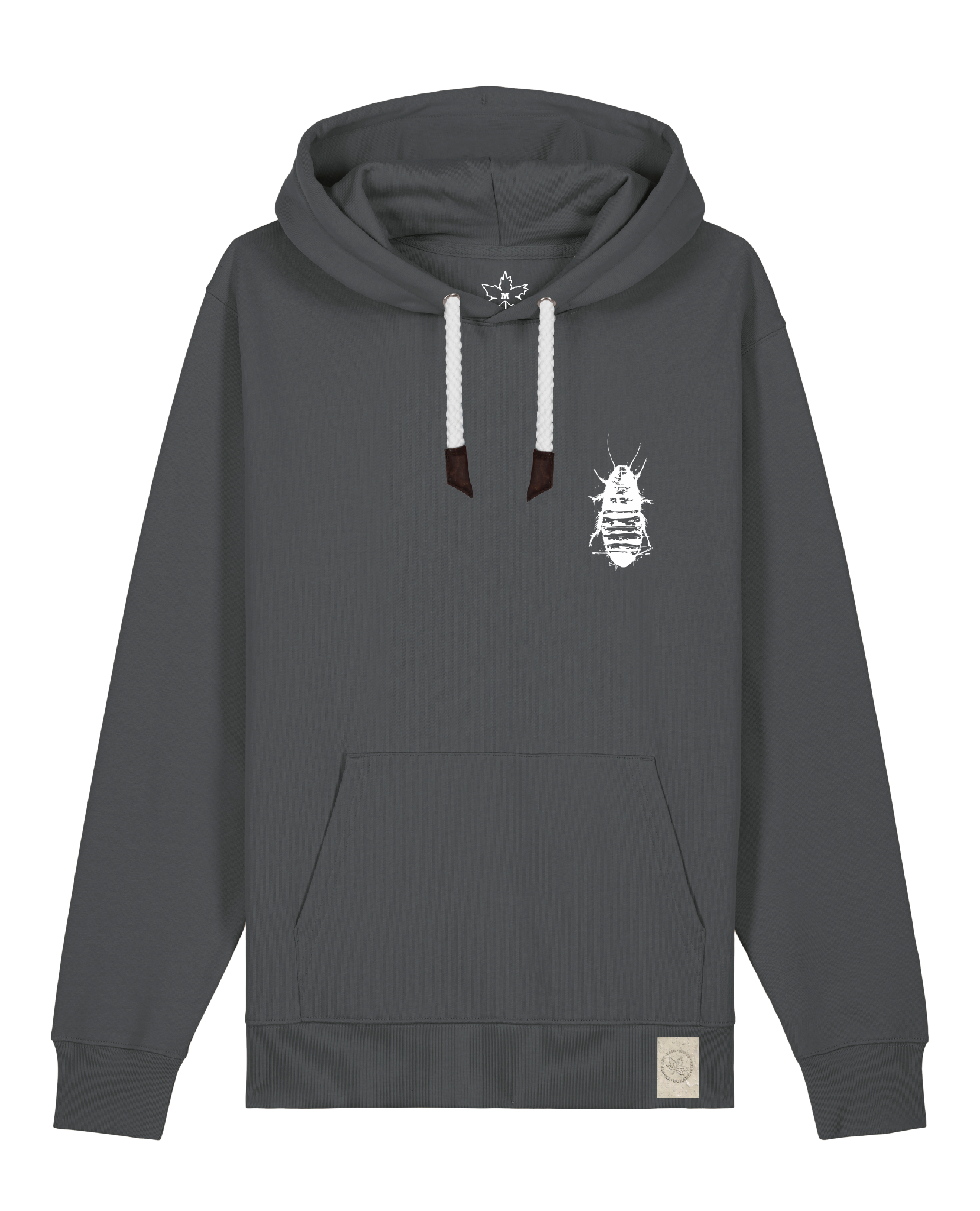 bio-unisex-medium fit-hoodie-cockroach ranch (backprint)-stsu177-eisen-weiße kordel-front