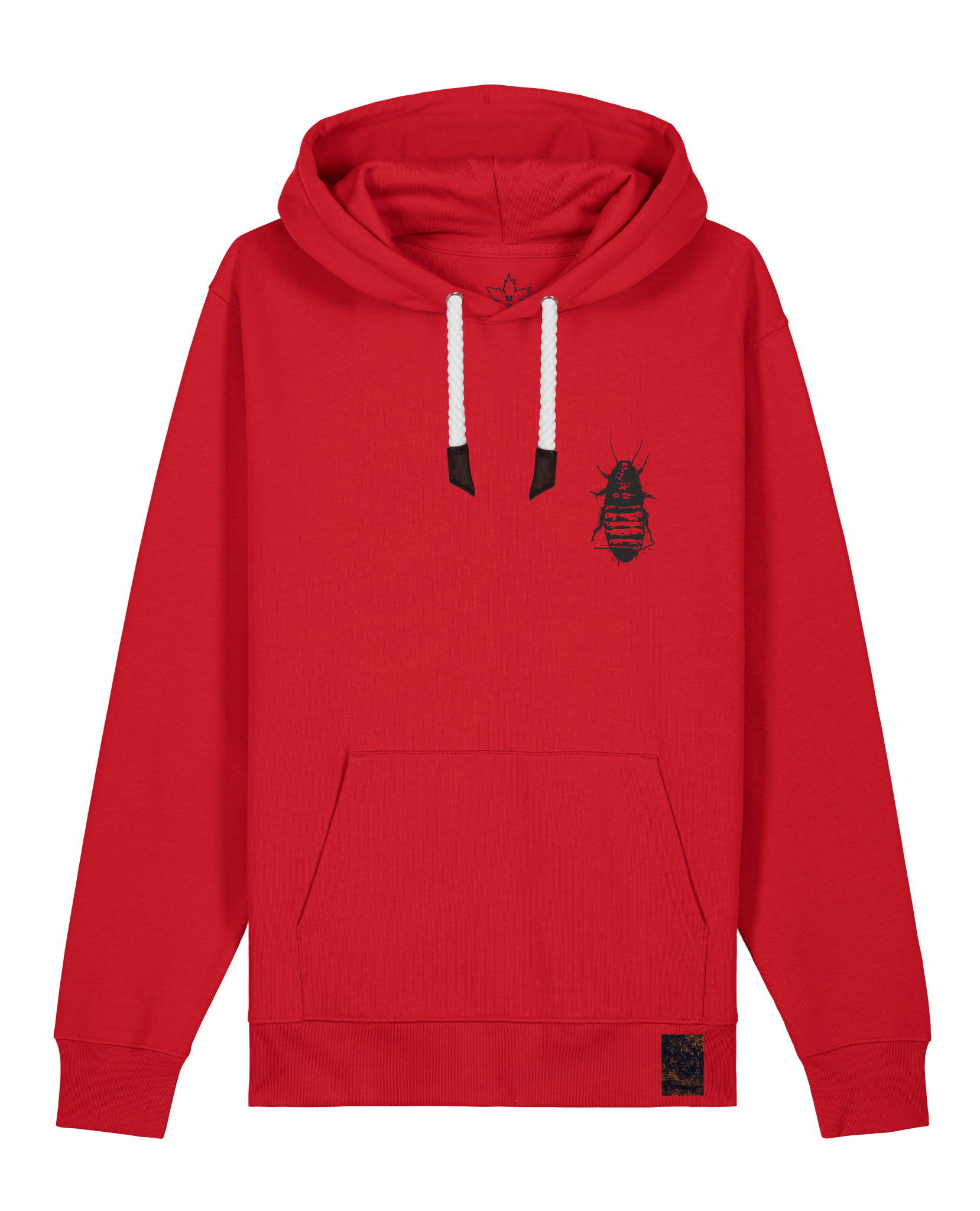 bio-unisex-medium fit-hoodie-cockroach ranch (backprint)-stsu177-erdbeere-weiße kordel-front