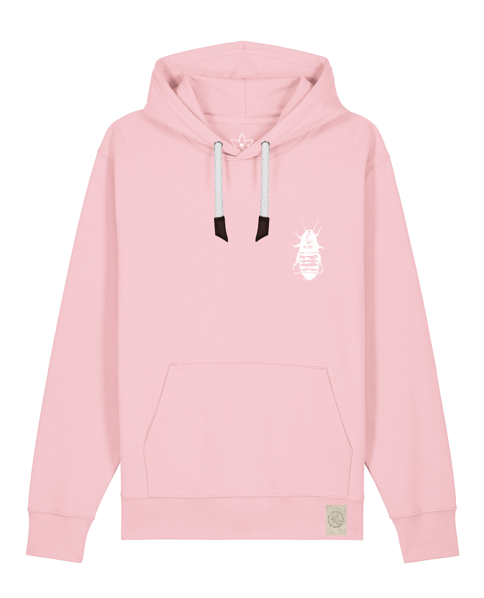 bio-unisex-medium fit-hoodie-cockroach ranch (backprint)-stsu177-flamingo-weiße kordel-front