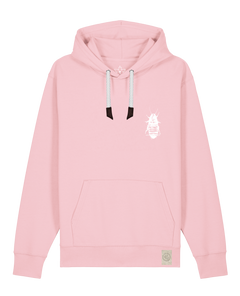 bio-unisex-medium fit-hoodie-cockroach ranch (backprint)-stsu177-flamingo-weiße kordel-front
