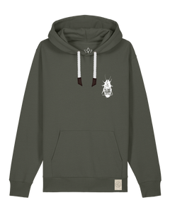 bio-unisex-medium fit-hoodie-cockroach ranch (backprint)-stsu177-grunkohl-weiße kordel-front