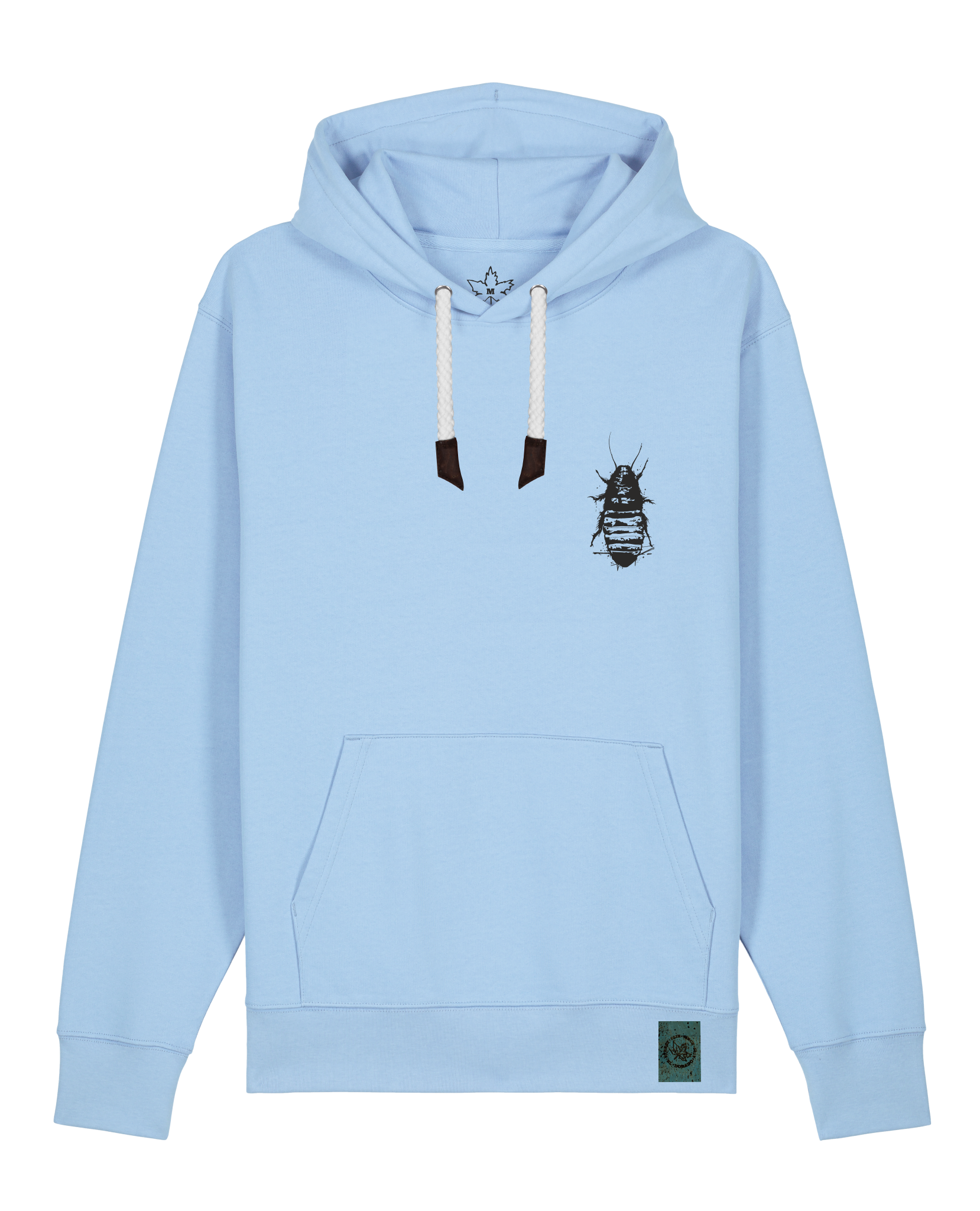 bio-unisex-medium fit-hoodie-cockroach ranch (backprint)-stsu177-lagune-weiße kordel-front