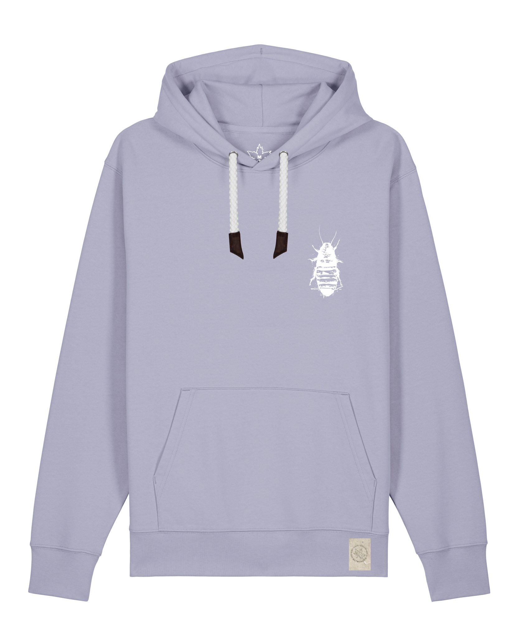 bio-unisex-medium fit-hoodie-cockroach ranch (backprint)-stsu177-lavender-weiße kordel-front