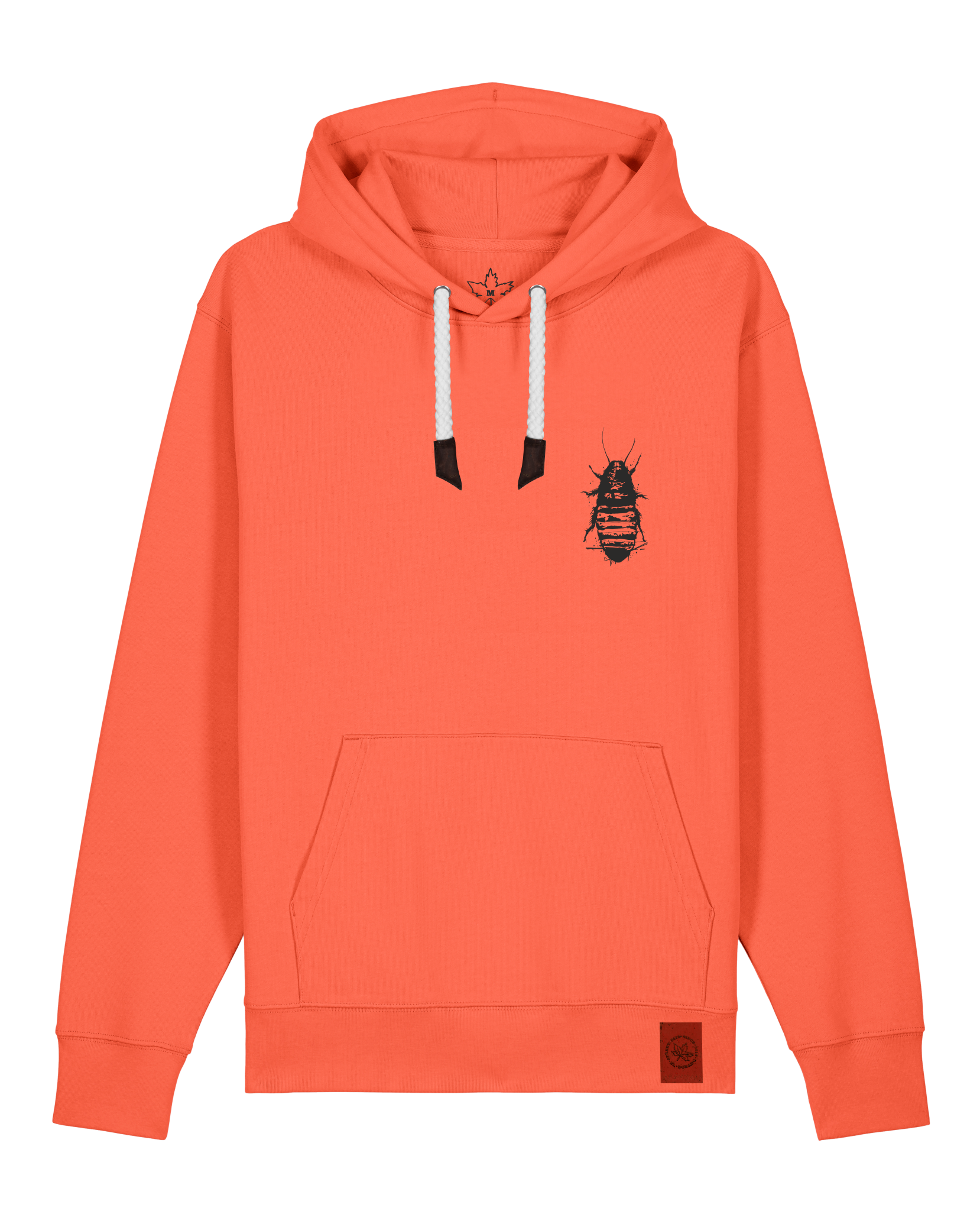 bio-unisex-medium fit-hoodie-cockroach ranch (backprint)-stsu177-mandarine-weiße kordel-front