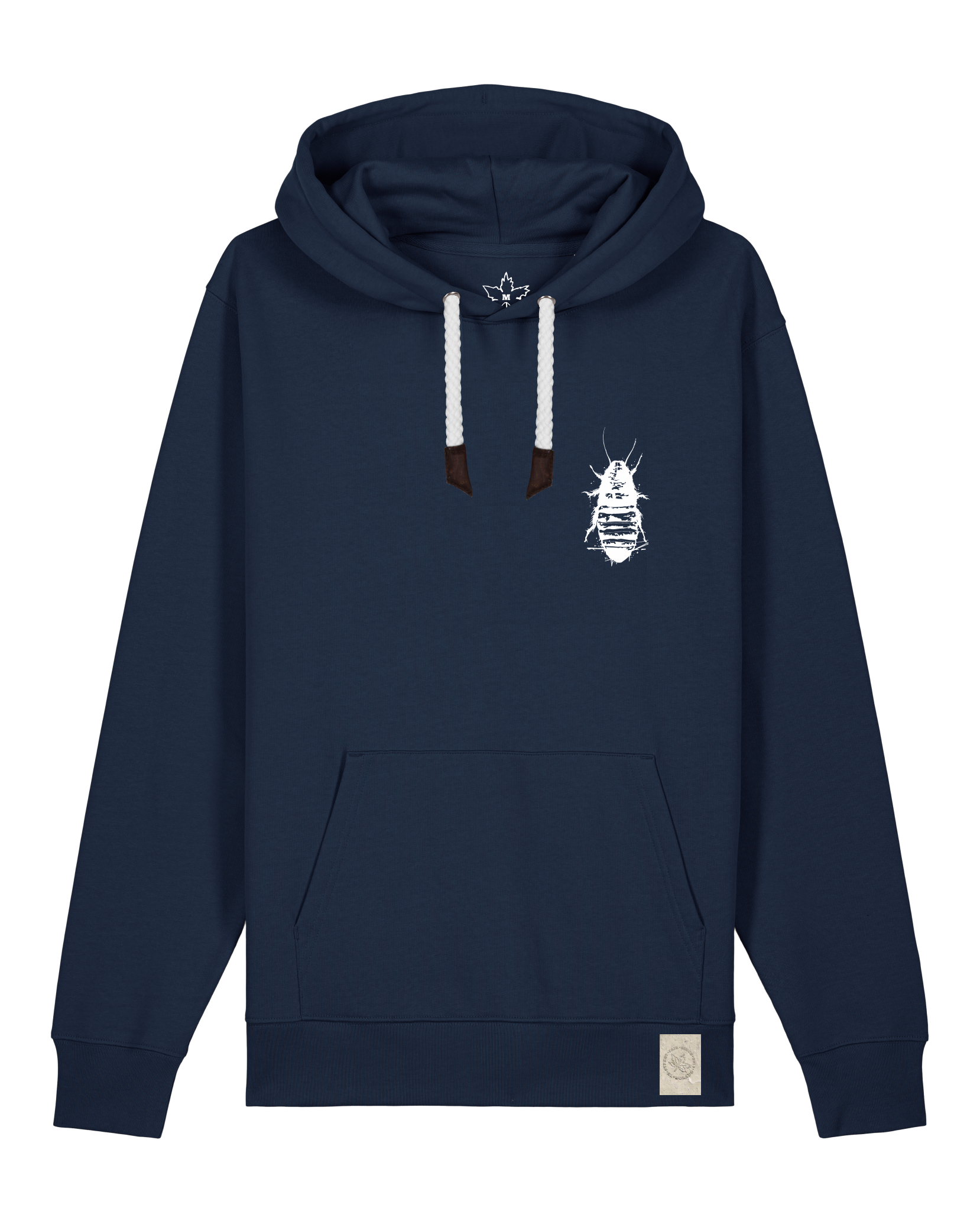 bio-unisex-medium fit-hoodie-cockroach ranch (backprint)-stsu177-marine-weiße kordel-front