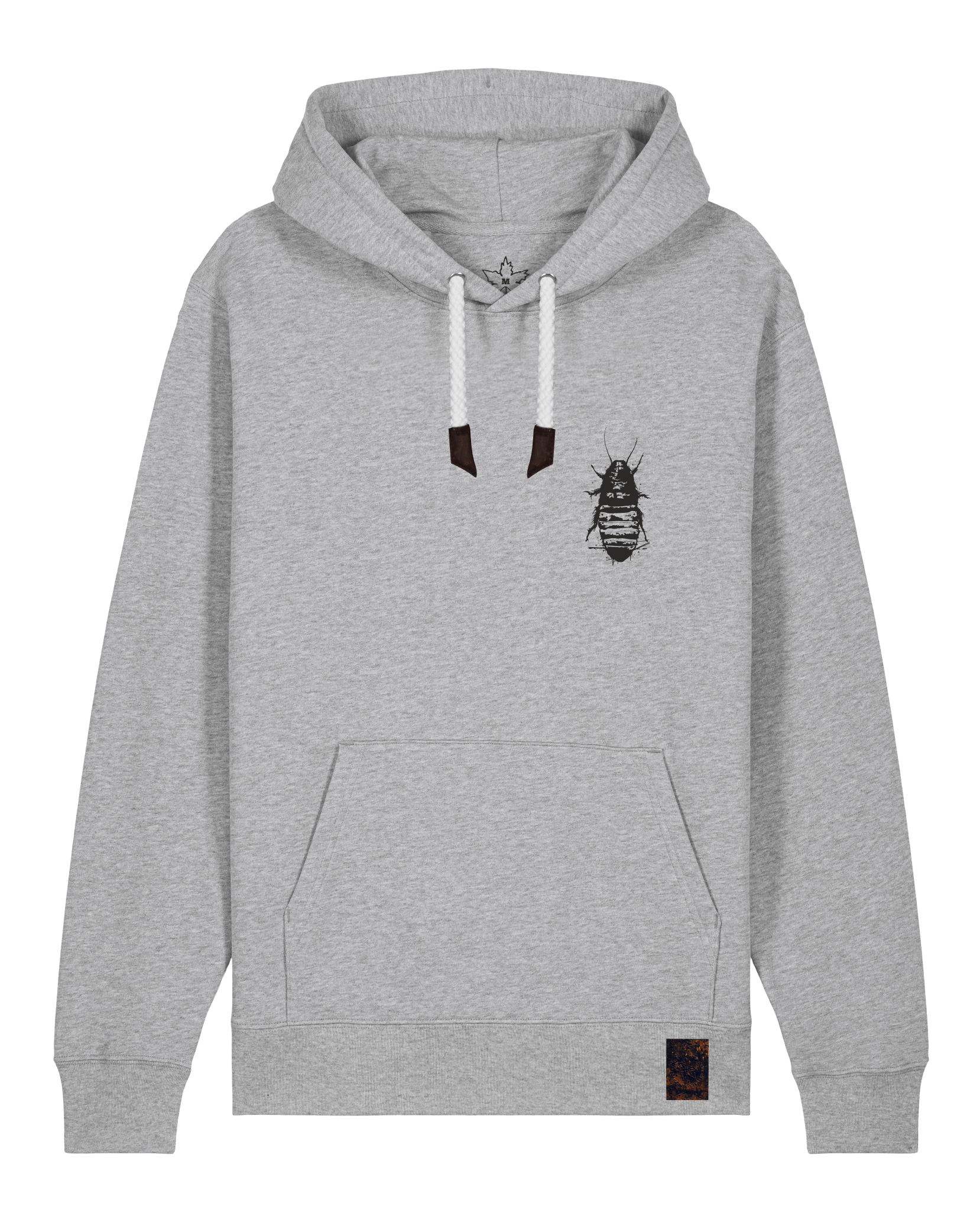 bio-unisex-medium fit-hoodie-cockroach ranch (backprint)-stsu177-mausgrau-weiße kordel-front