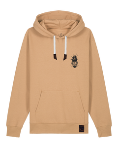 bio-unisex-medium fit-hoodie-cockroach ranch (backprint)-stsu177-meersand-weiße kordel-front
