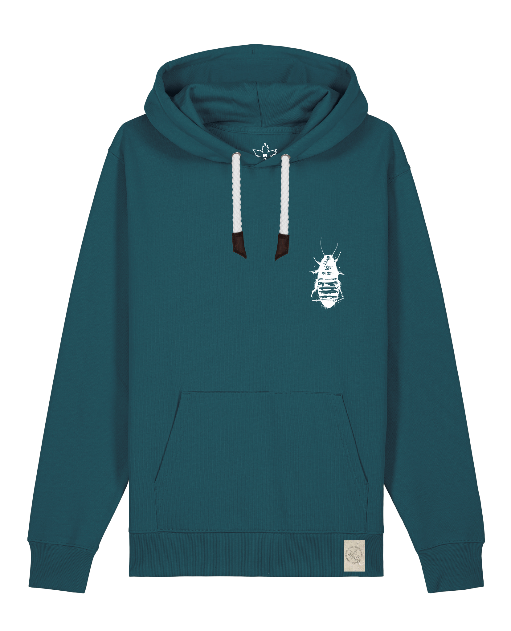 bio-unisex-medium fit-hoodie-cockroach ranch (backprint)-stsu177-nordmanntanne-weiße kordel-front