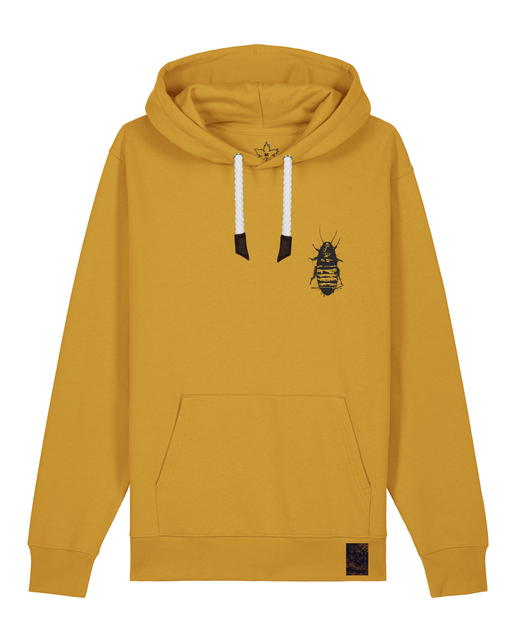 bio-unisex-medium fit-hoodie-cockroach ranch (backprint)-stsu177-senf-weiße kordel-front