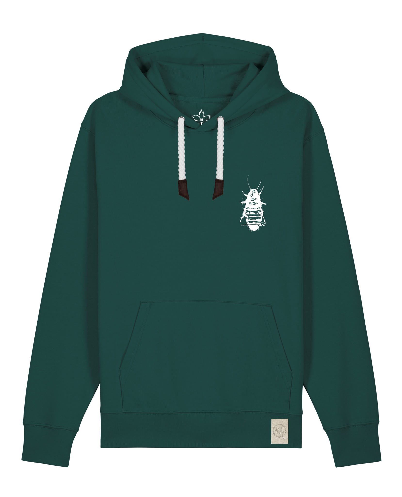 bio-unisex-medium fit-hoodie-cockroach ranch (backprint)-stsu177-spirulina-weiße kordel-front