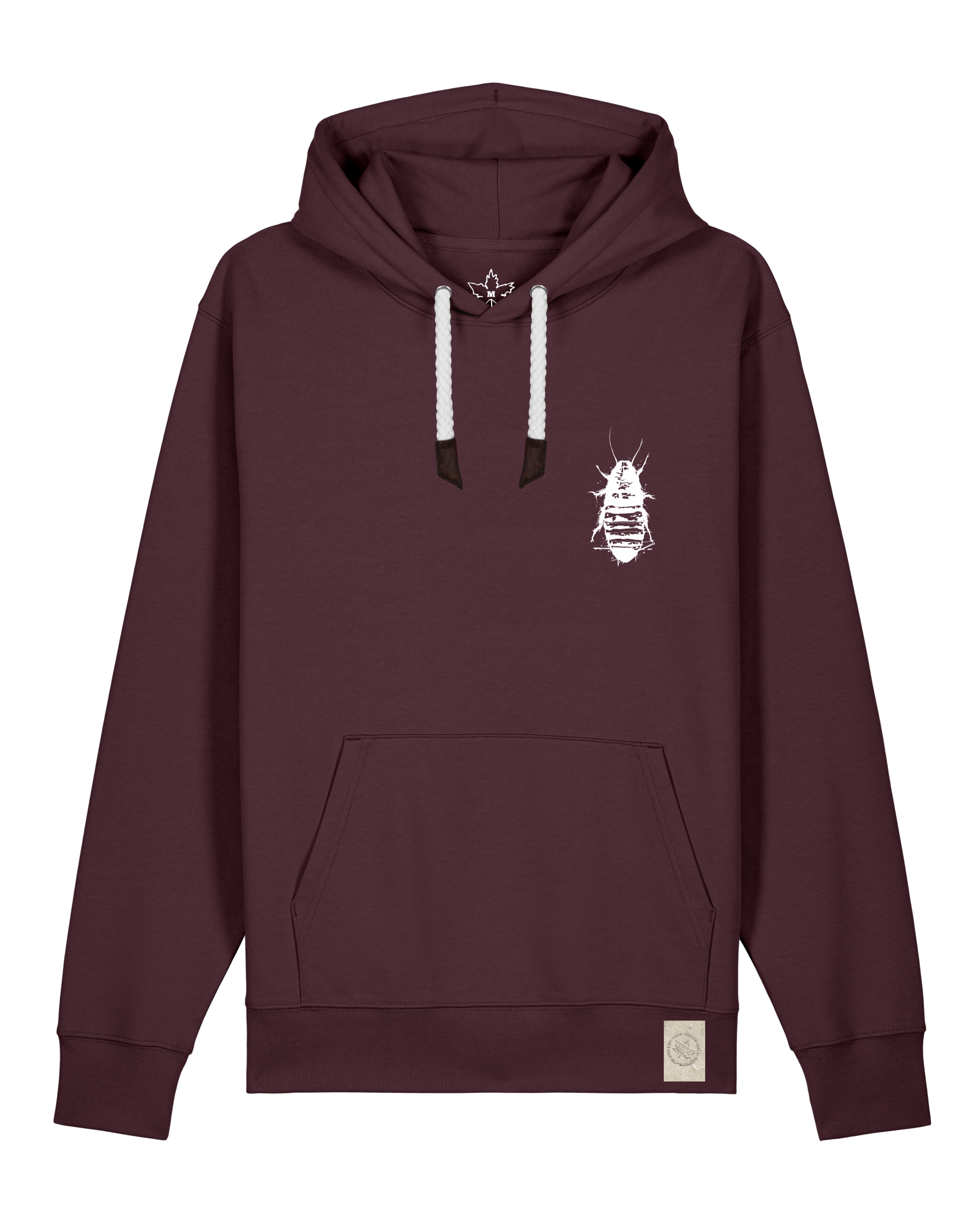 bio-unisex-medium fit-hoodie-cockroach ranch (backprint)-stsu177-zartbitter-weiße kordel-front
