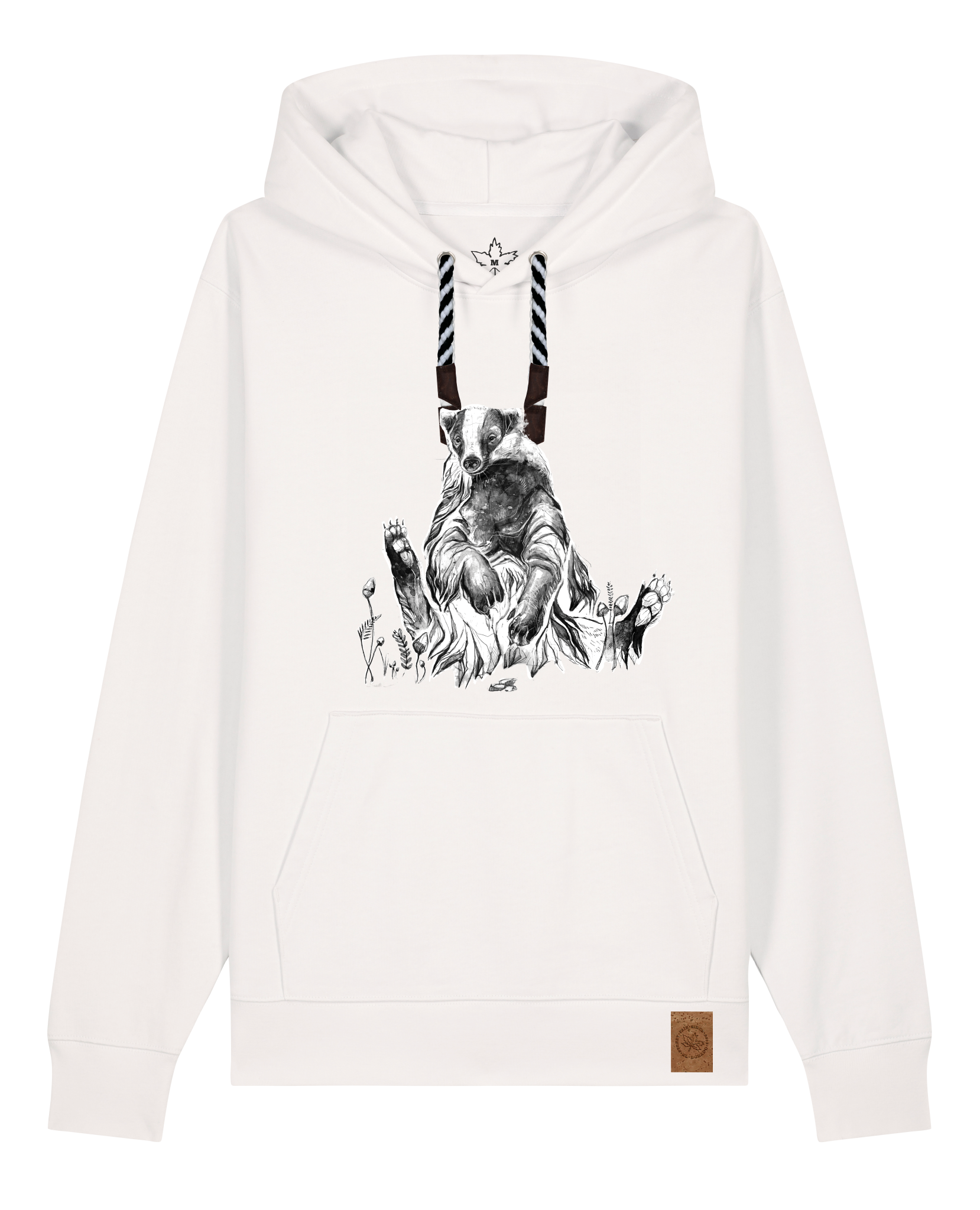 bio-unisex-medium fit-hoodie-dachs-stsu177-bio ei-sw kordel-front