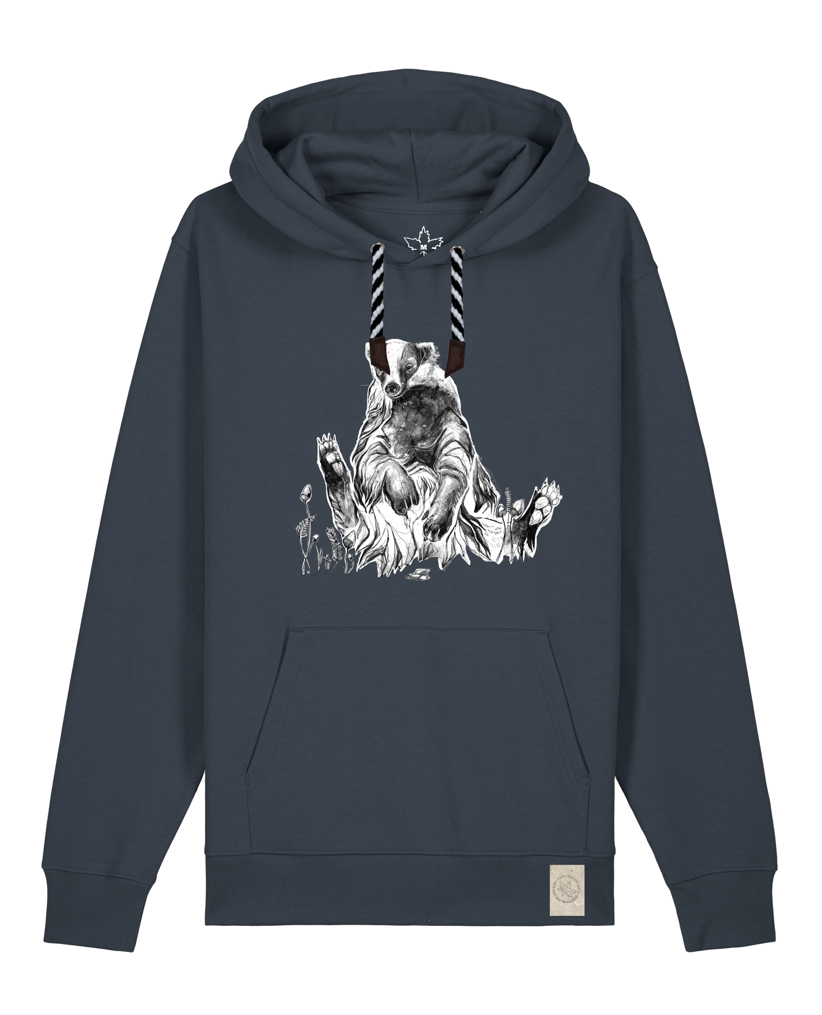 bio-unisex-medium fit-hoodie-dachs-stsu177-blaubeernacht-sw kordel-front