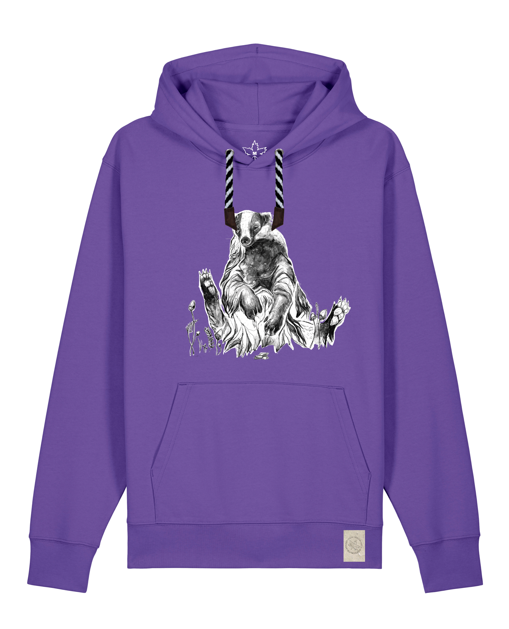 bio-unisex-medium fit-hoodie-dachs-stsu177-blaukraut-sw kordel-front