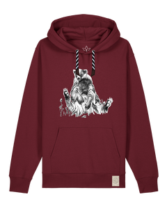 bio-unisex-medium fit-hoodie-dachs-stsu177-burgunder rot-sw kordel-front