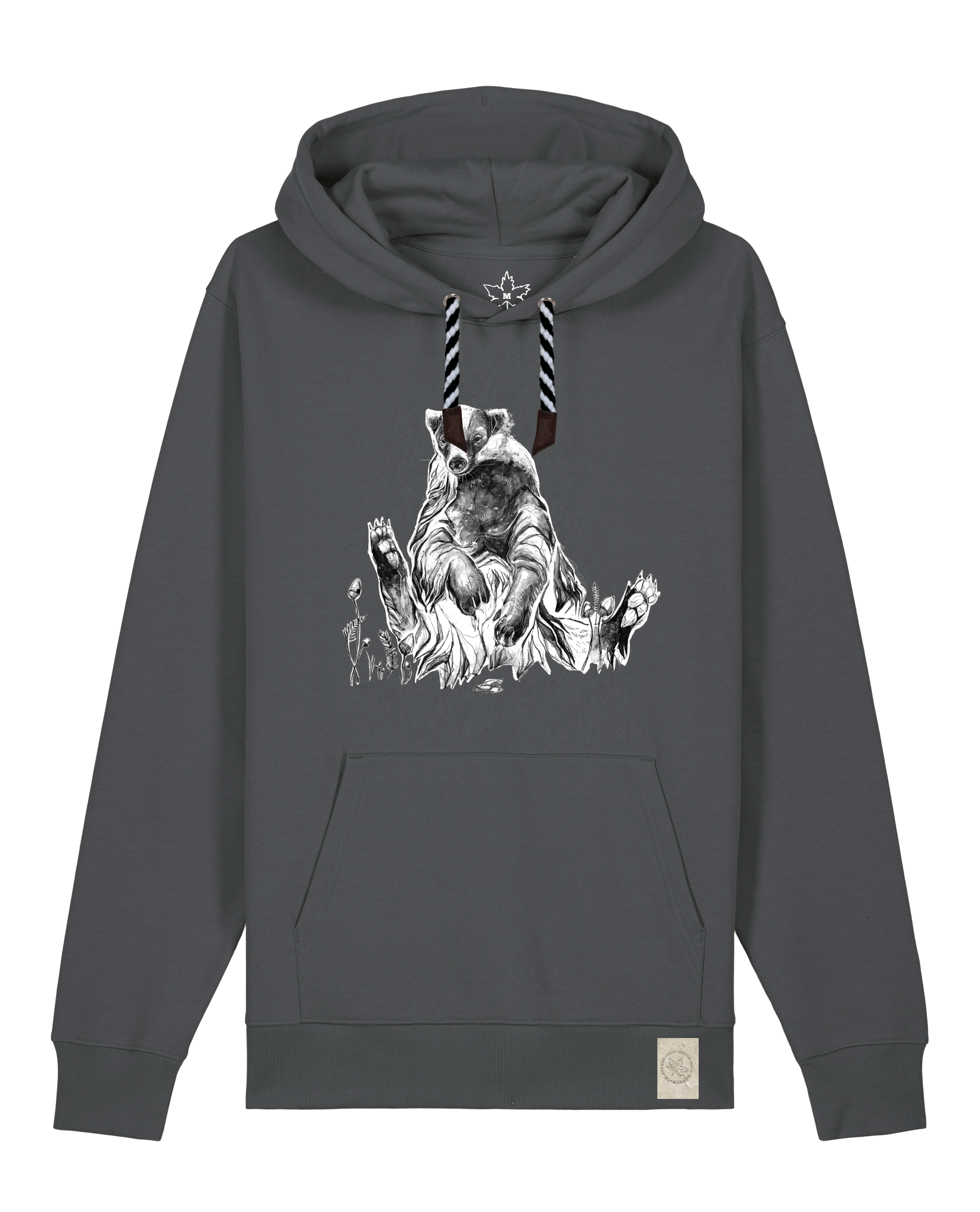 bio-unisex-medium fit-hoodie-dachs-stsu177-eisen-sw kordel-front