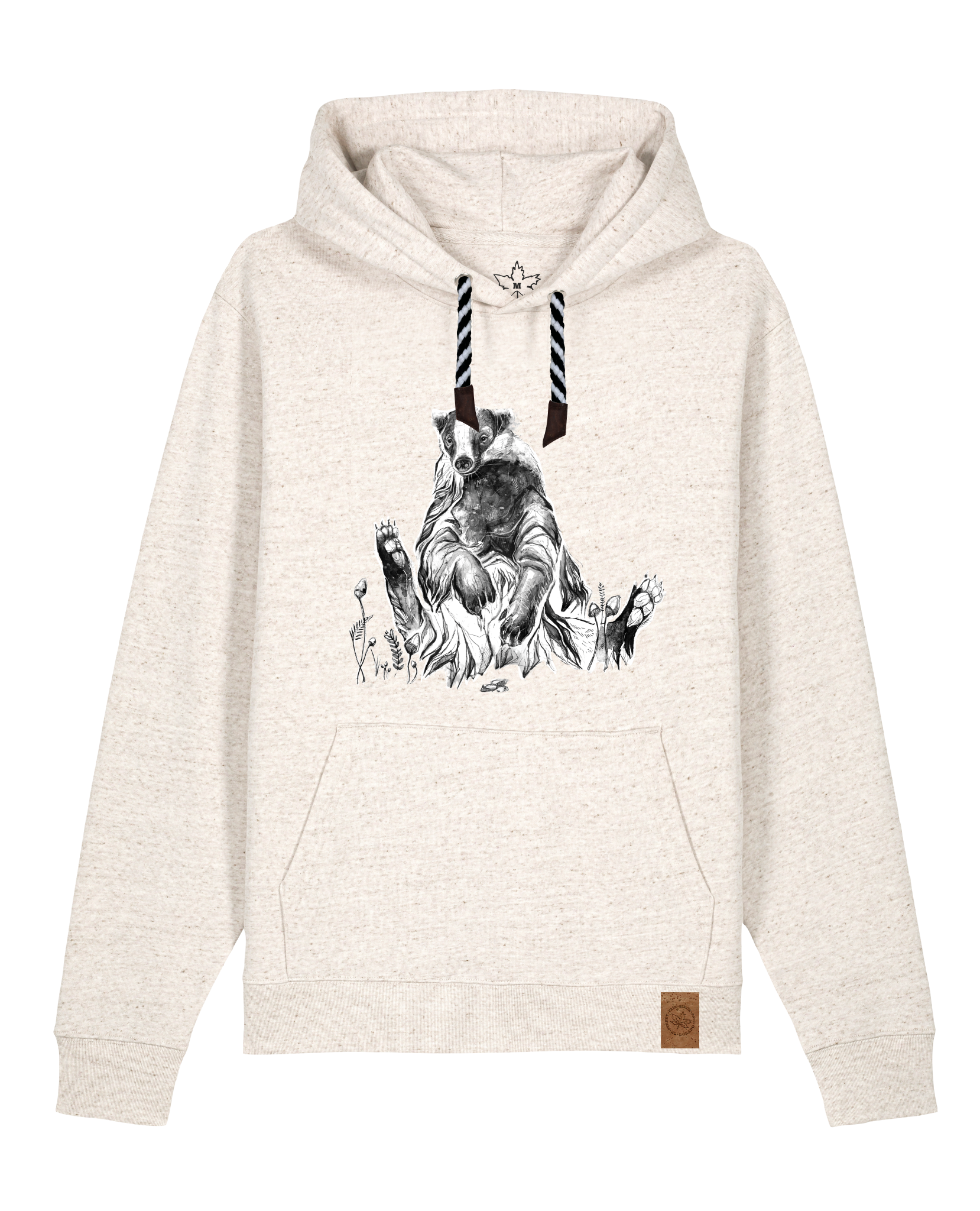 bio-unisex-medium fit-hoodie-dachs-stsu177-elbsandstein-sw kordel-front