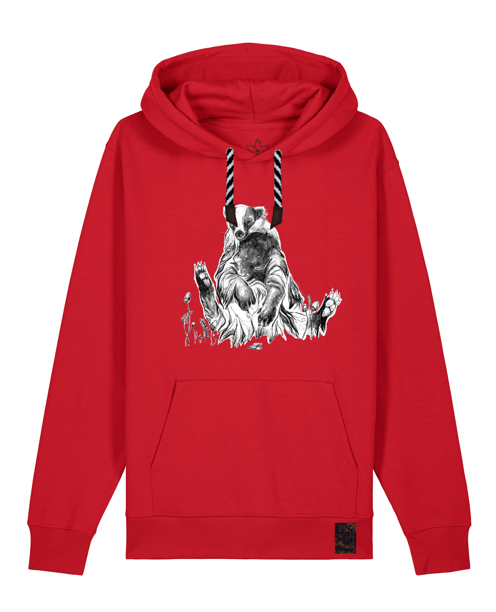 bio-unisex-medium fit-hoodie-dachs-stsu177-erdbeere-sw kordel-front