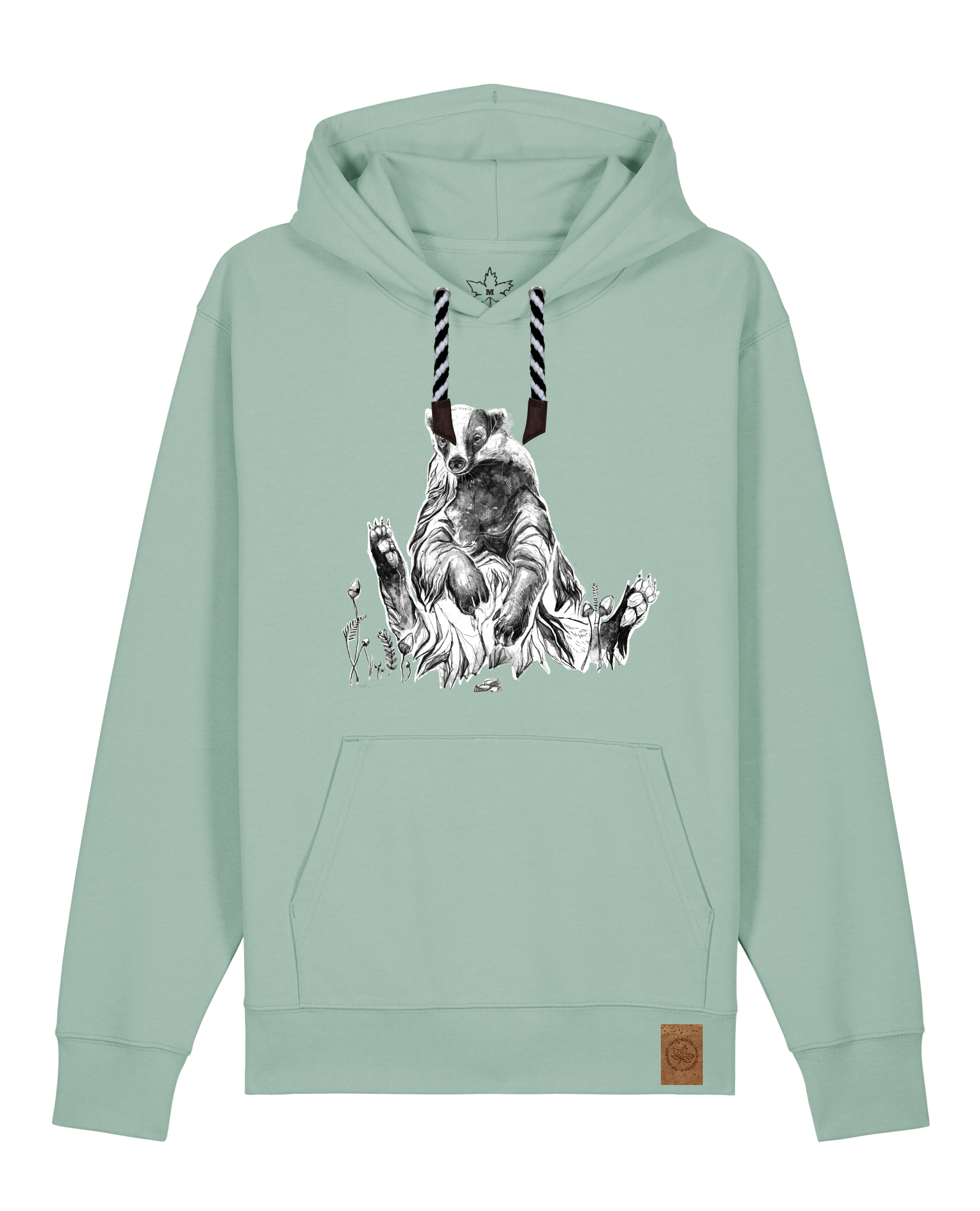 bio-unisex-medium fit-hoodie-dachs-stsu177-eukalyptus-sw kordel-front