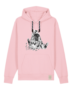 bio-unisex-medium fit-hoodie-dachs-stsu177-flamingo-sw kordel-front