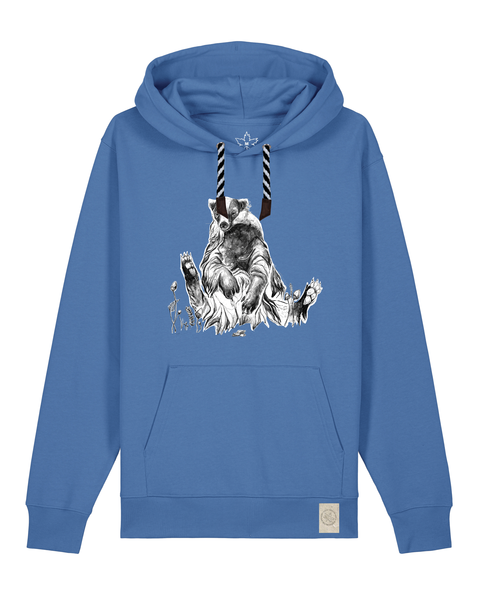 bio-unisex-medium fit-hoodie-dachs-stsu177-hortensie-sw kordel-front