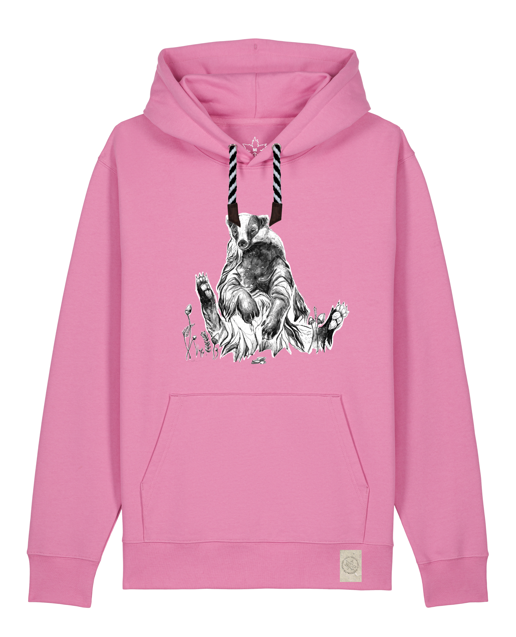 bio-unisex-medium fit-hoodie-dachs-stsu177-kaugummi-sw kordel-front