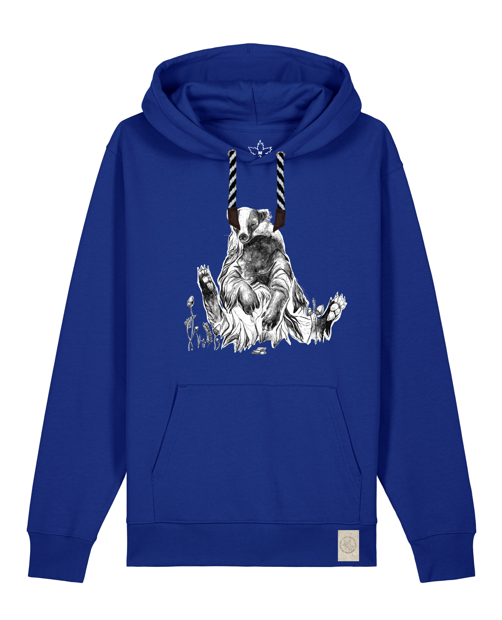 bio-unisex-medium fit-hoodie-dachs-stsu177-kornblume-sw kordel-front