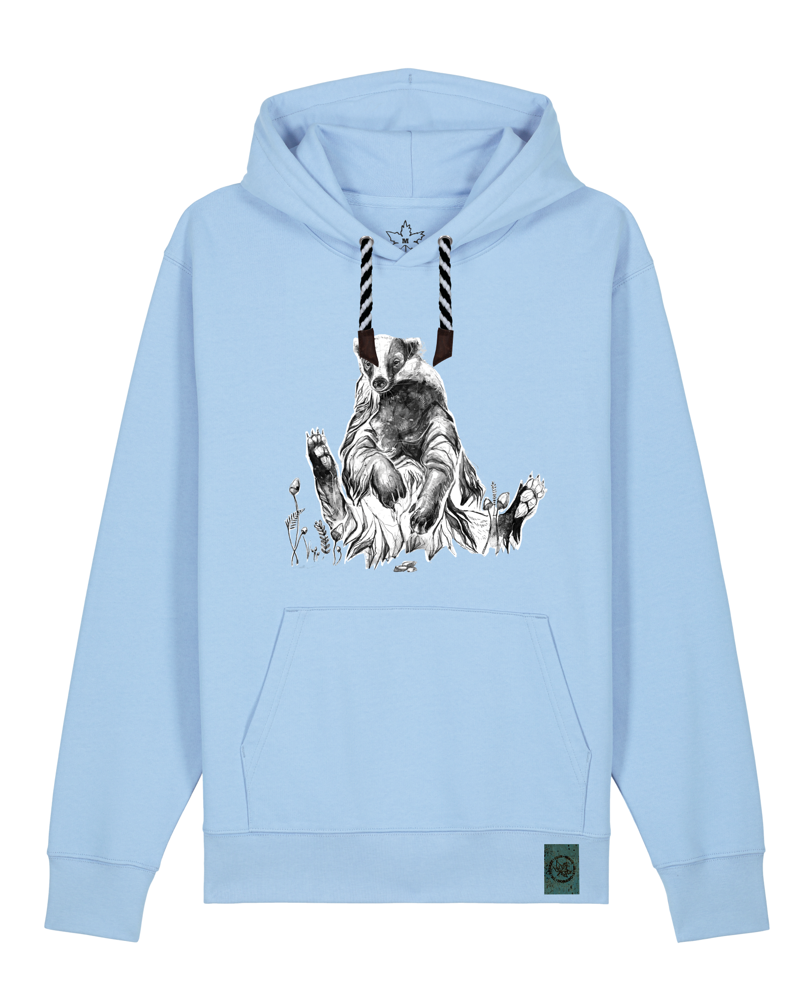 bio-unisex-medium fit-hoodie-dachs-stsu177-lagune-sw kordel-front