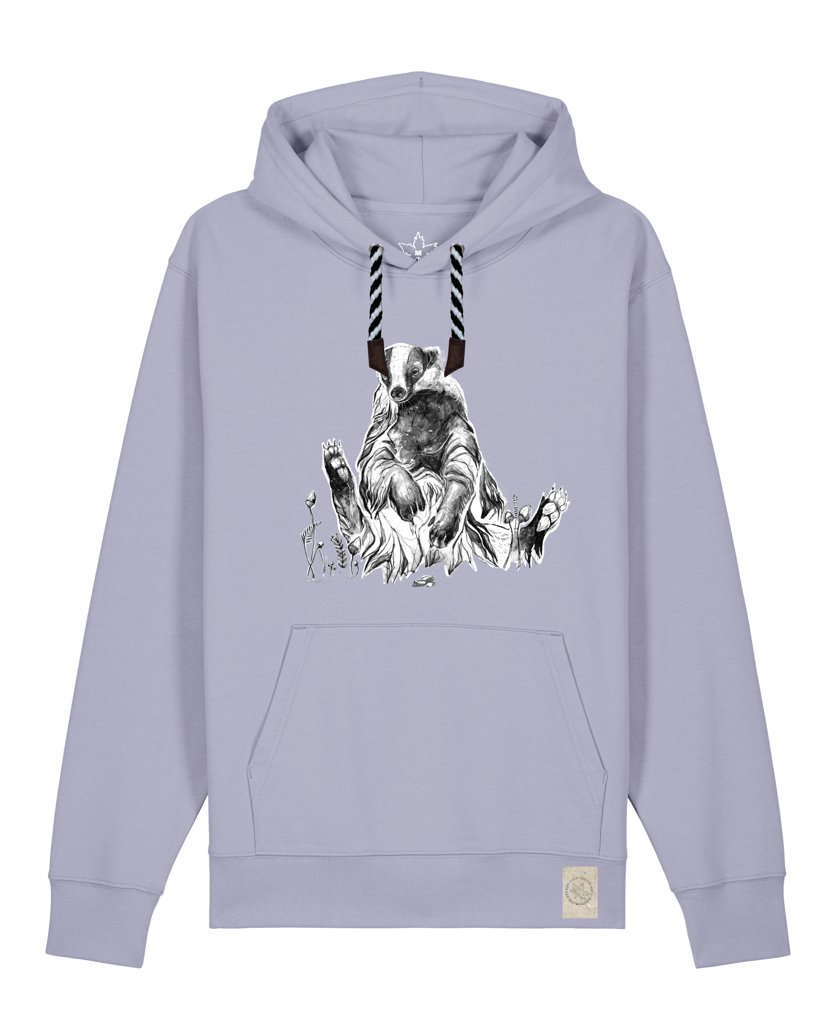 bio-unisex-medium fit-hoodie-dachs-stsu177-lavender-sw kordel-front