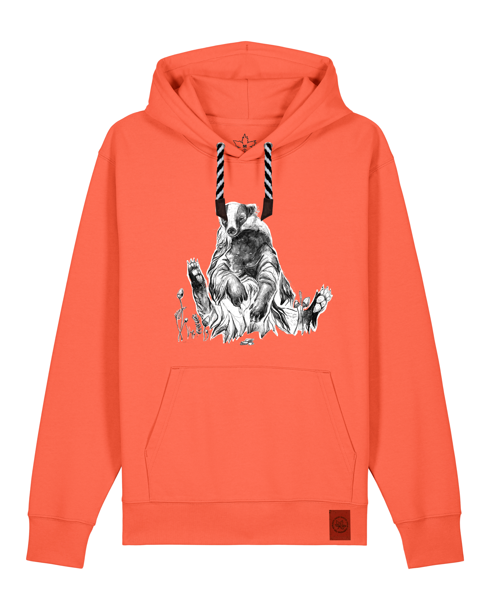 bio-unisex-medium fit-hoodie-dachs-stsu177-mandarine-sw kordel-front
